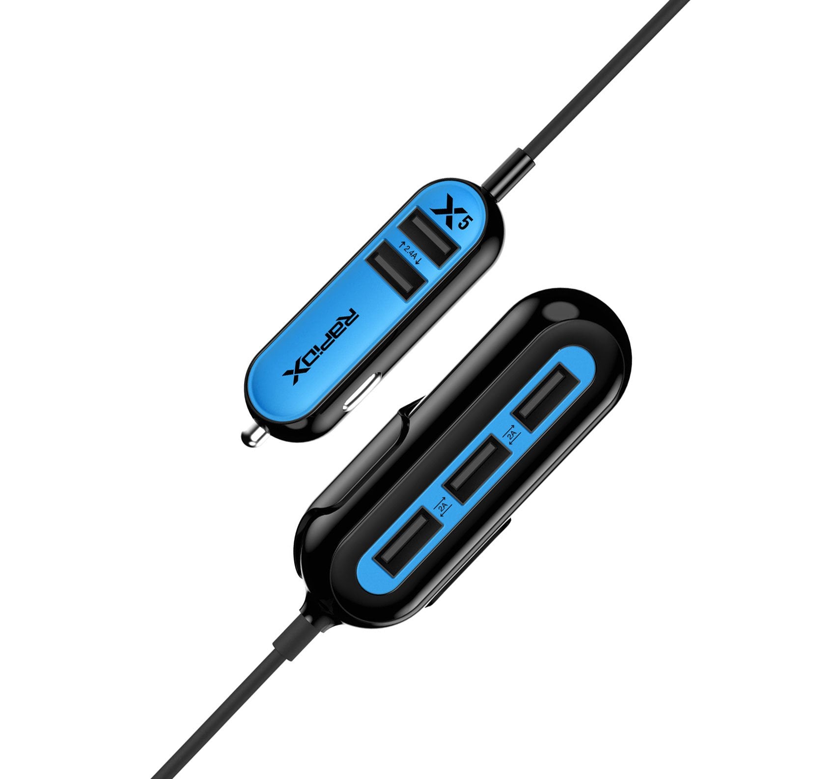 Rapidx X5 Car Charger With 5 Usb Ports For Iphone And Android   Blue