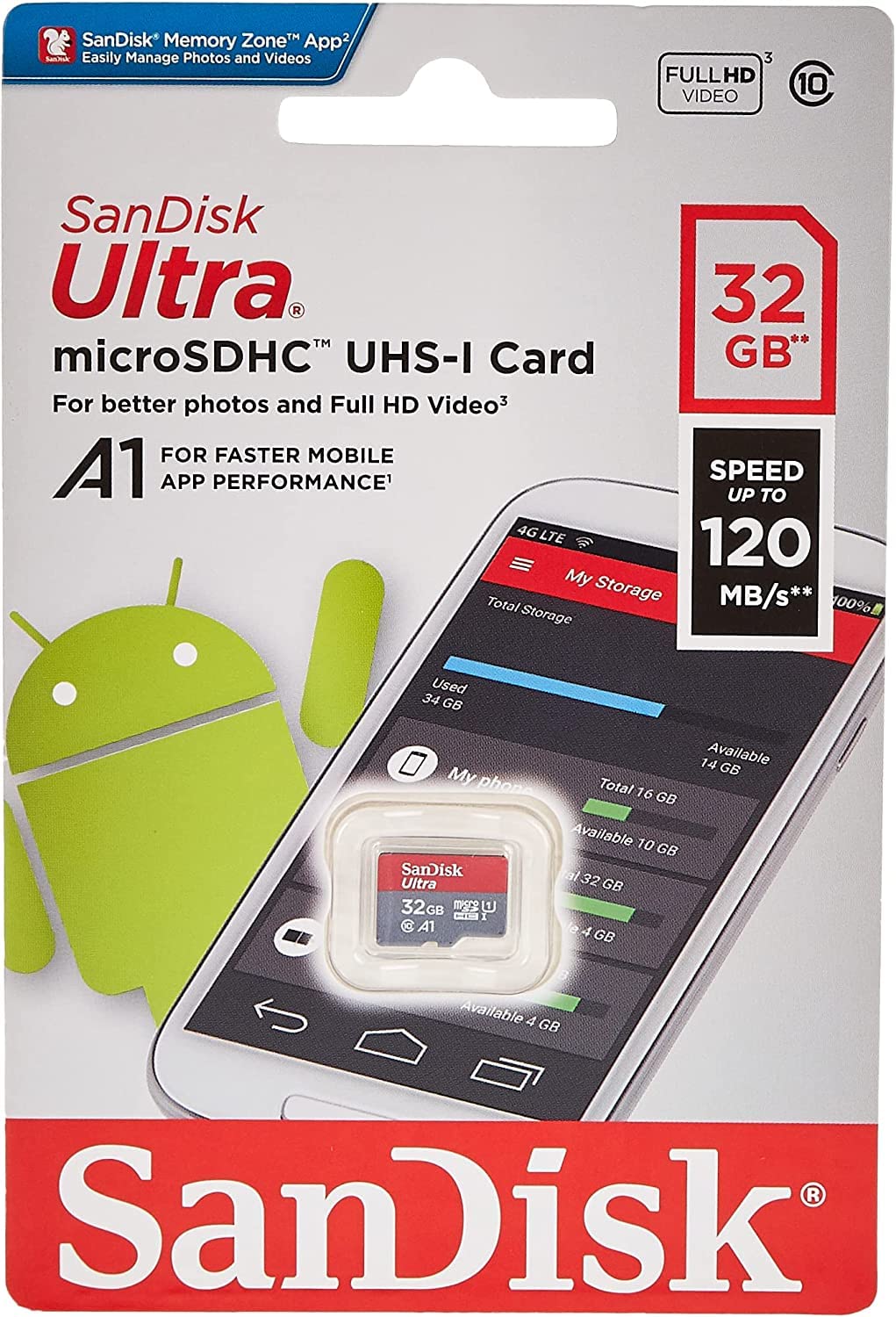 Sandisk 32Gb Ultra Microsdhc 120Mb/S A1 Class 10 Uhs I