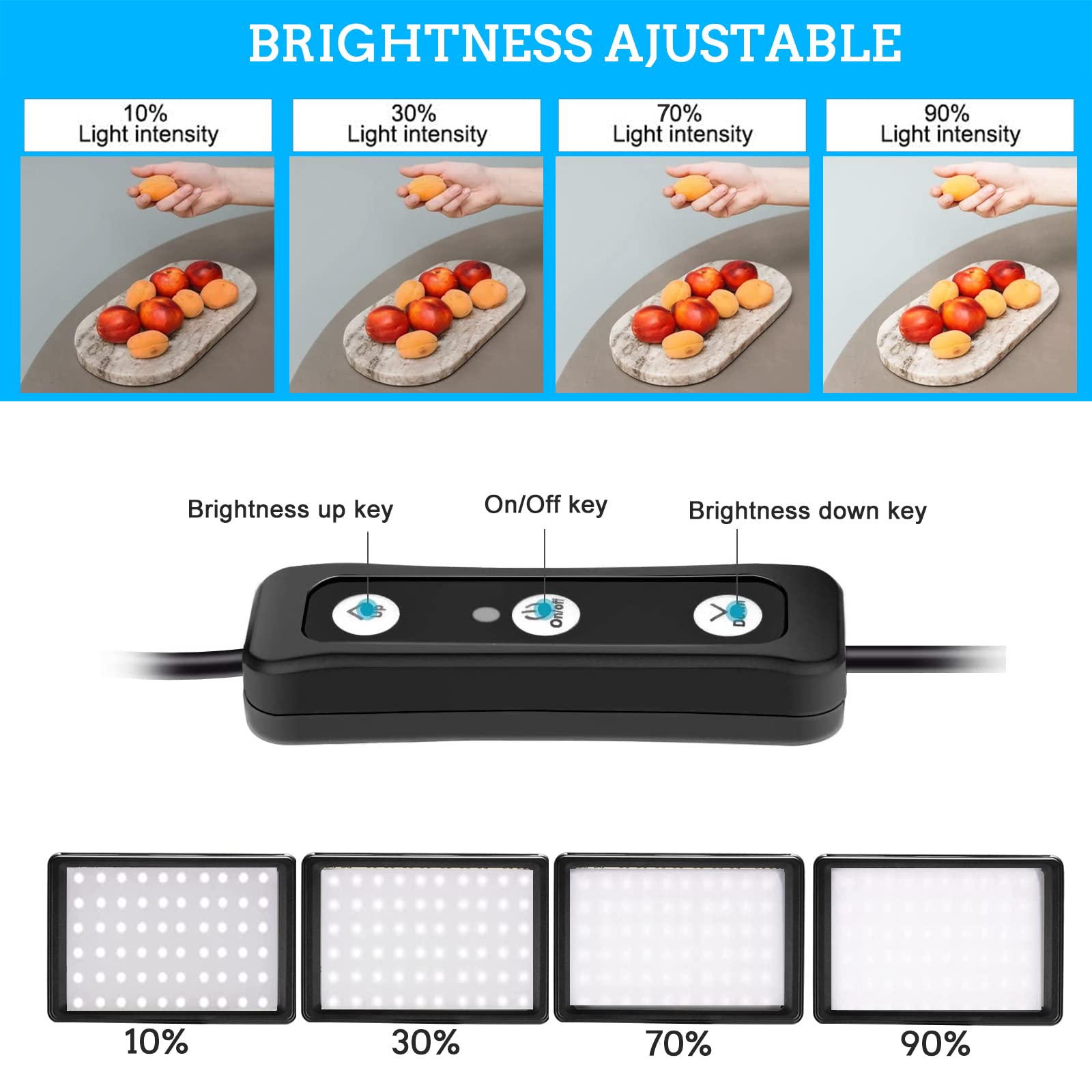 Led Photo Video Light 3 Pack, Ci Fotto Dimmable 5600K Usb Led Continuous Light Photography Light With Tripods And Color Filters