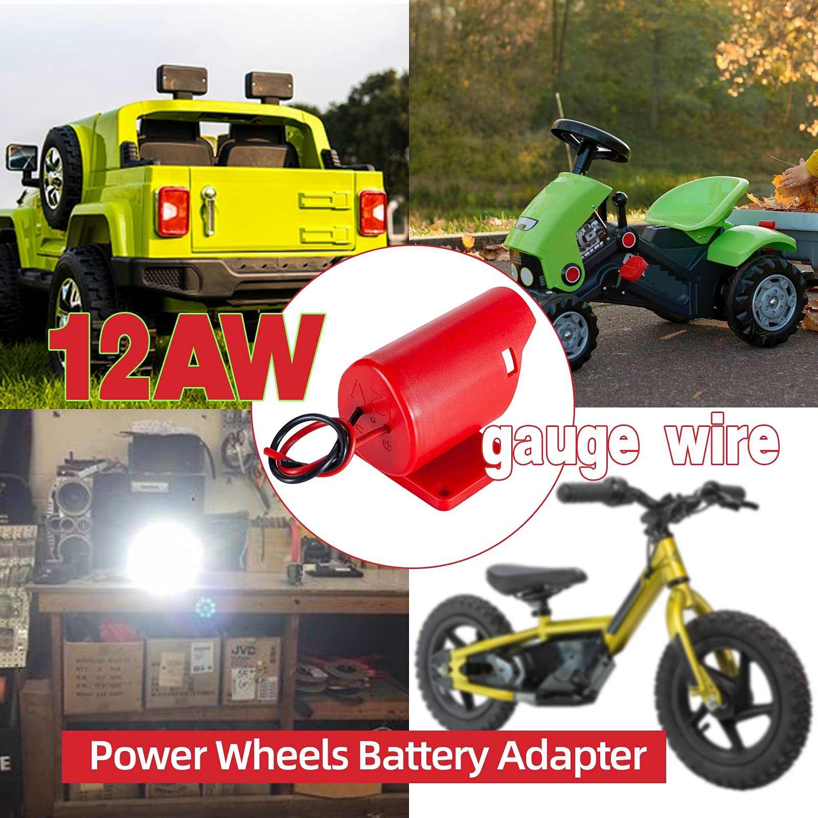 Power Wheels Battery Adapter Compatible For Milwaukee 12V Dock Power Connector 12 Gauge Robotic