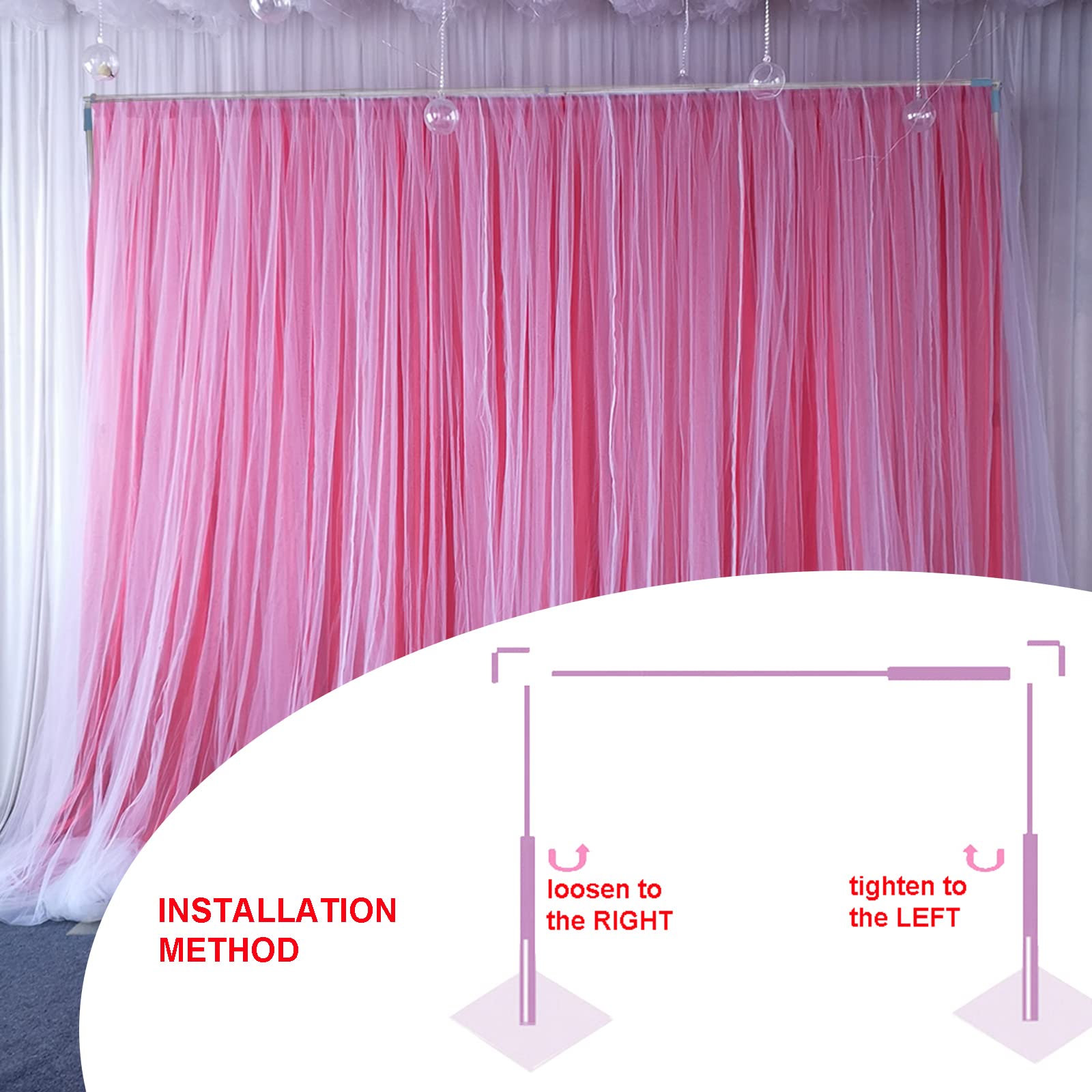 Wupyi Professional Backdrop Stand Pipe Kit,10'X10' Heavy Duty Background Support System Curtain Frame Telescopic With Steel Base