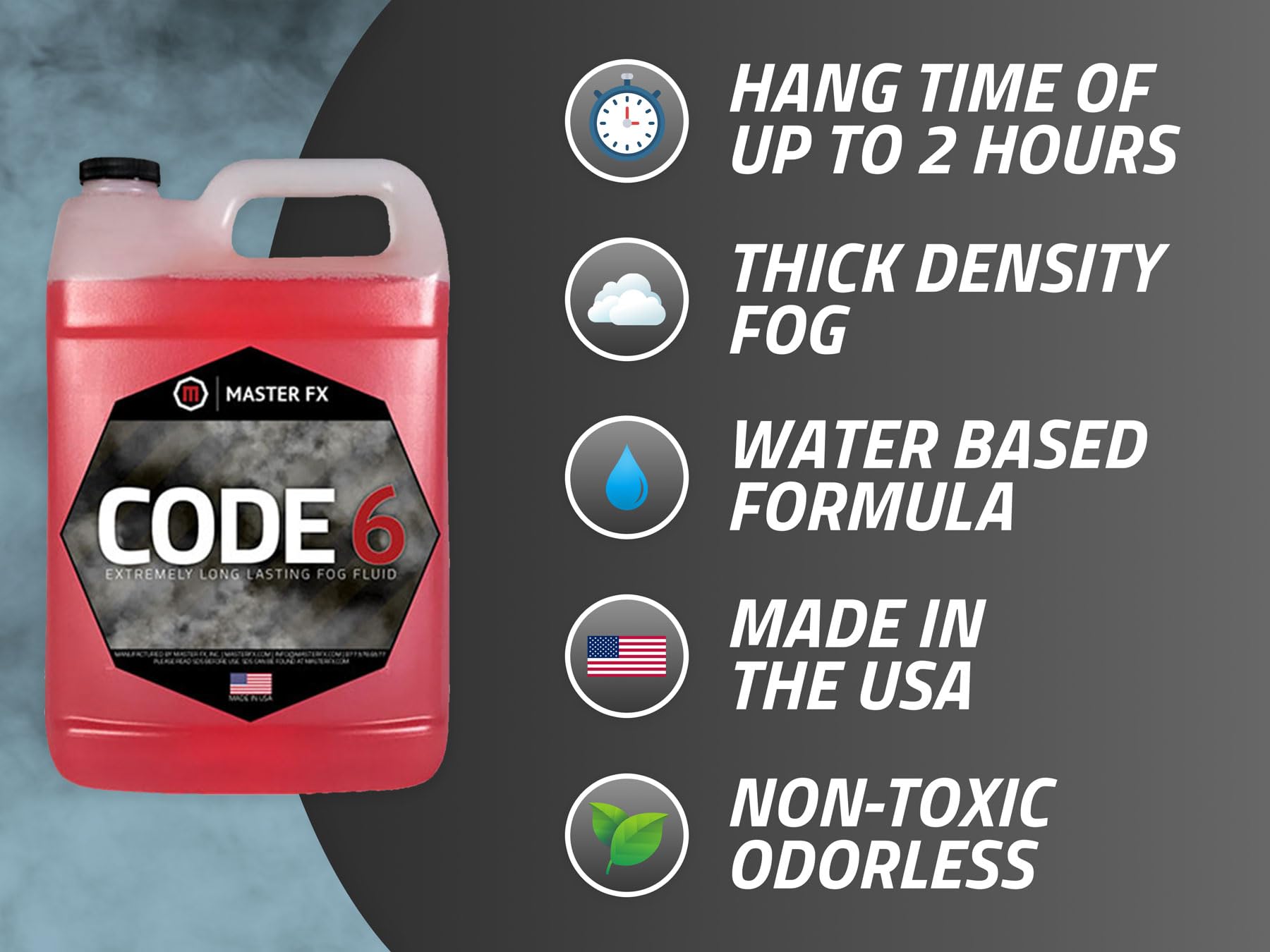 Code 6 Fog    Extremely Long Lasting Fog Fluid   4 Gallon Case