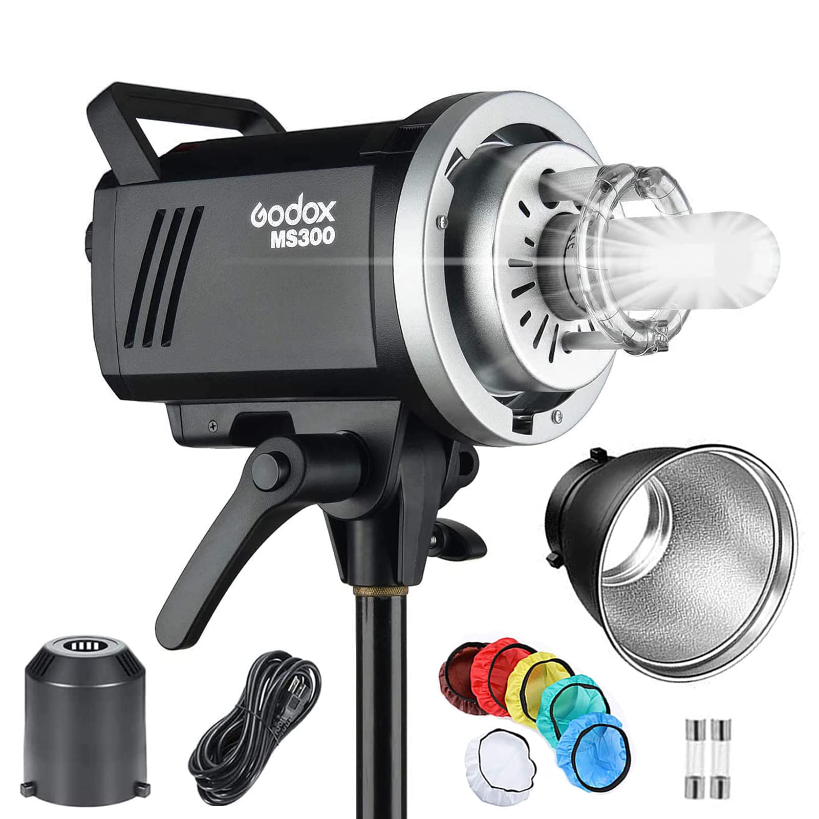 Godox Ms300 300W Compact Studio Strobe Flash Light   Gn58 0.1 1.3S Recycle Time,2.4G X System,Bowens Mount 150W Modeling Lamp Fo