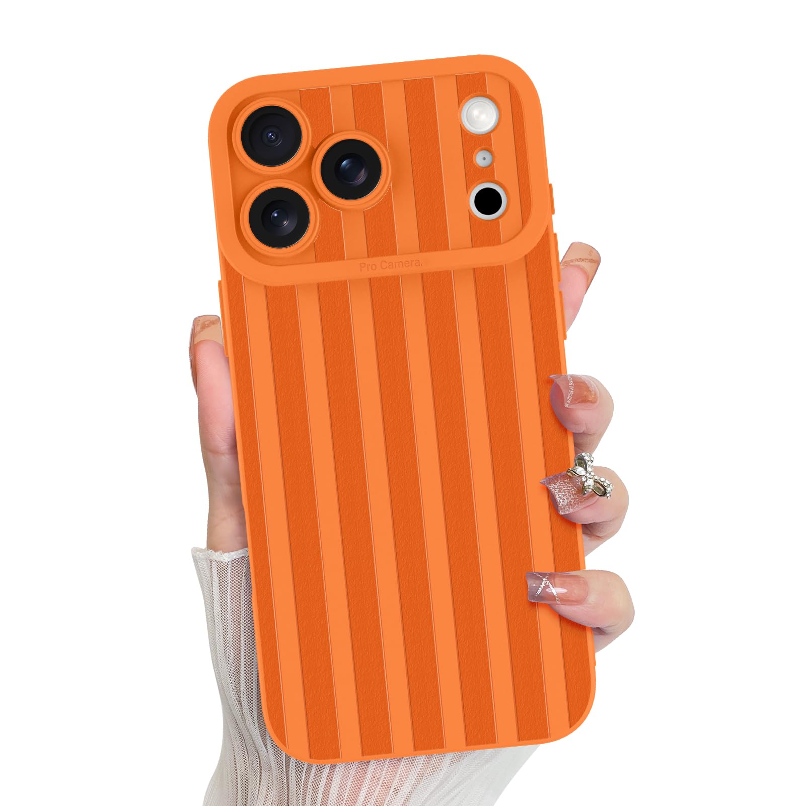 KANGHAR Compatible with iPhone 17 Pro Case, Silicone Stripes Cute Pattern, Camera Protection Soft Slim Phone Cover for Girls Wom