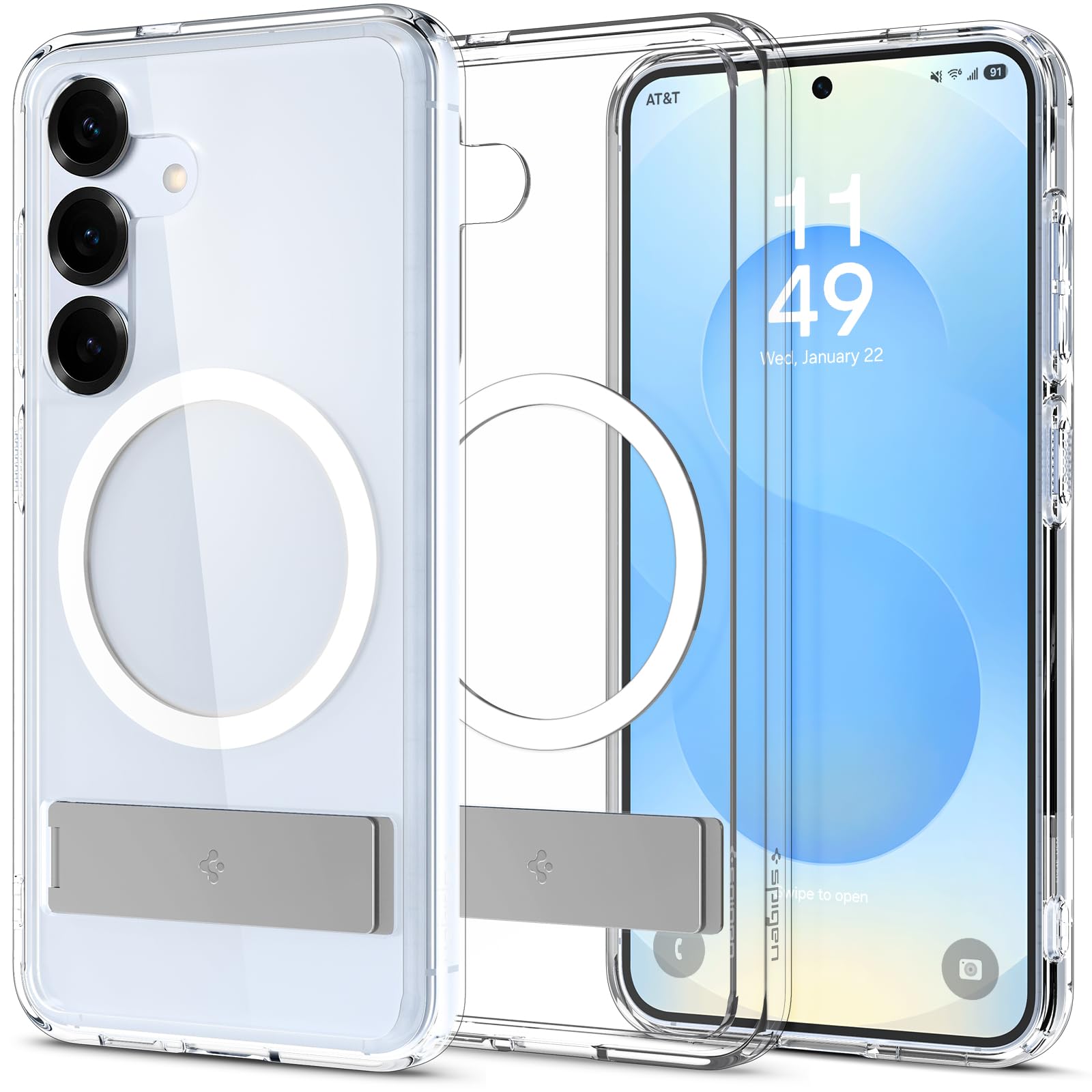 Spigen for Galaxy S25 Case, Ultra Hybrid S MagFit [Kickstand] [Compatible with MagSafe] [Fast Wireless Charging] (2025) - Clear 