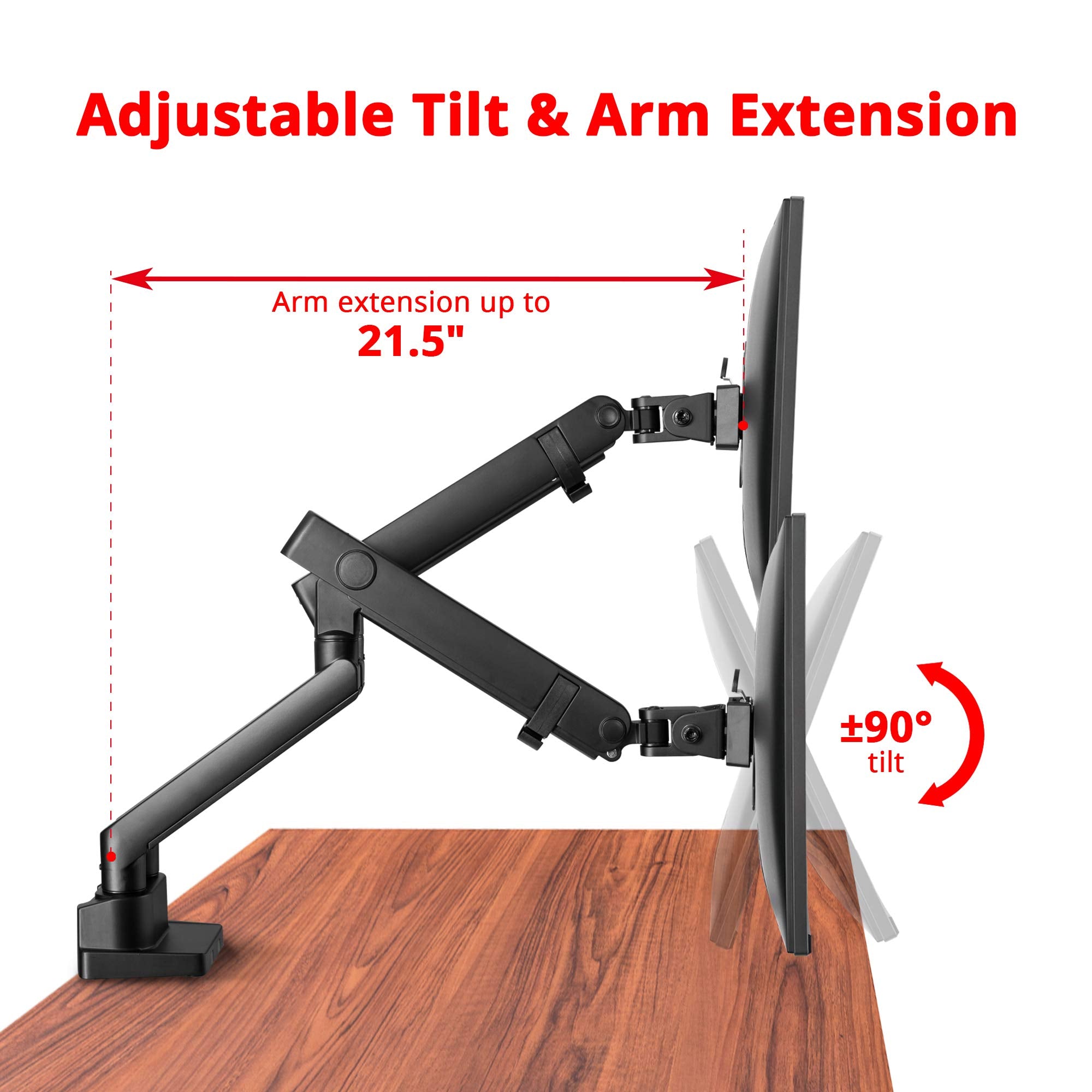 Siig Aluminum Mechanical Dual Monitor Arm Mount   Height Adjustable Desk Mount For 17In To 32In Screens   176Lbs Each Arm   Vesa