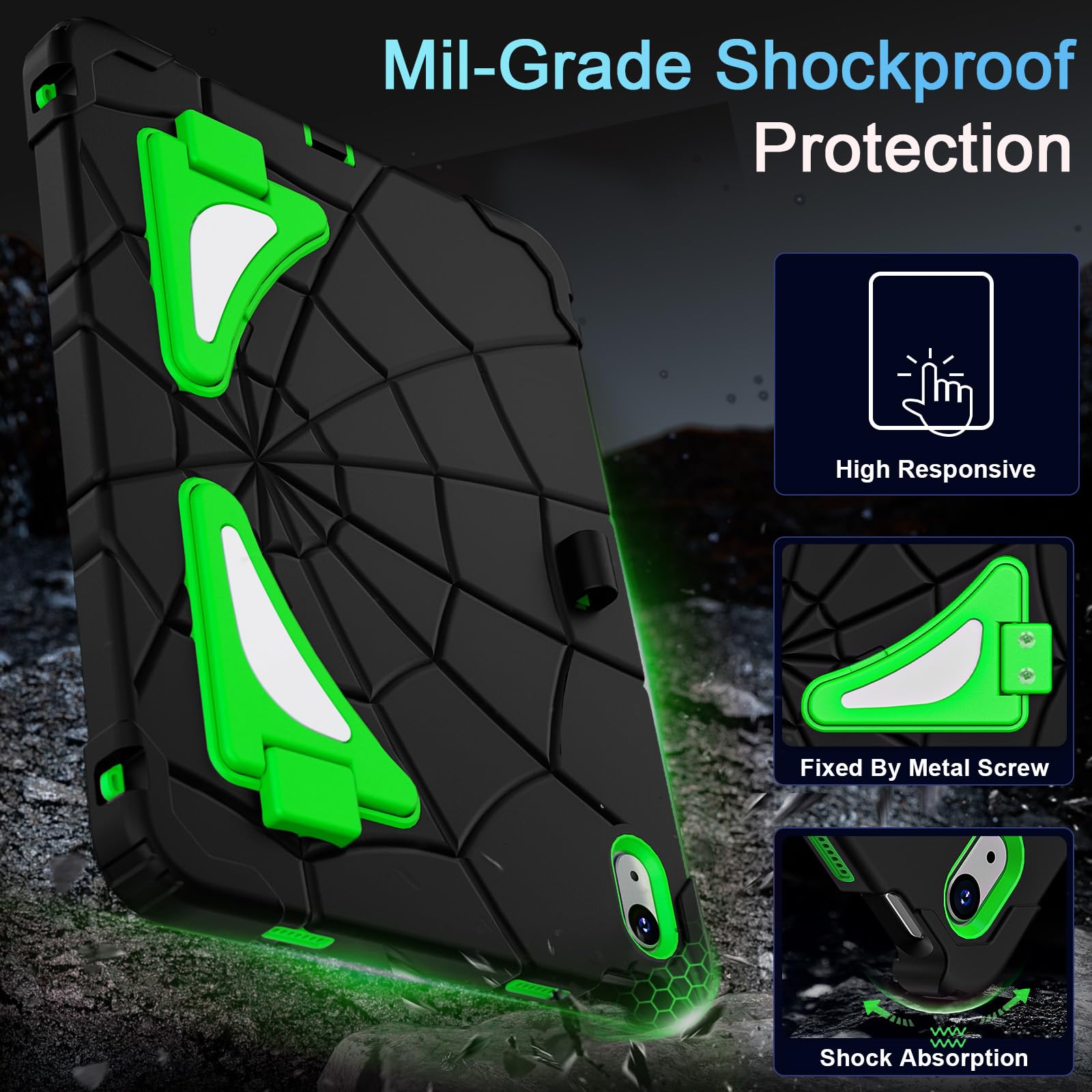 Auizotl Case For Ipad 10Th Generation 10.9 Inch,Kids Friendly Ipad 10.9 Case With Screen Protector Shoulder Strap Pencil Holder,