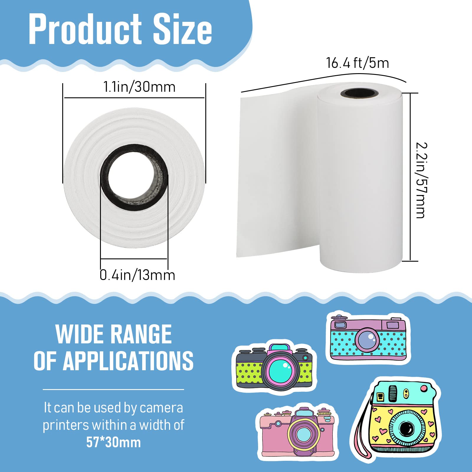 20 Rolls Instant Camera Print Paper Refill Camera Thermal Printer Photo Paper Roll Instant Print Thermal Paper Fit For Kids Inst