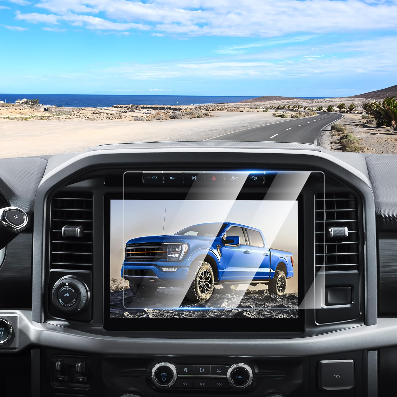 Canvcle Screen Protector For Ford F 150 2021 2024 2025/F150 Lightning 2022 2024 2025, 12 Inch Touch Screen Protector Tempered Gl