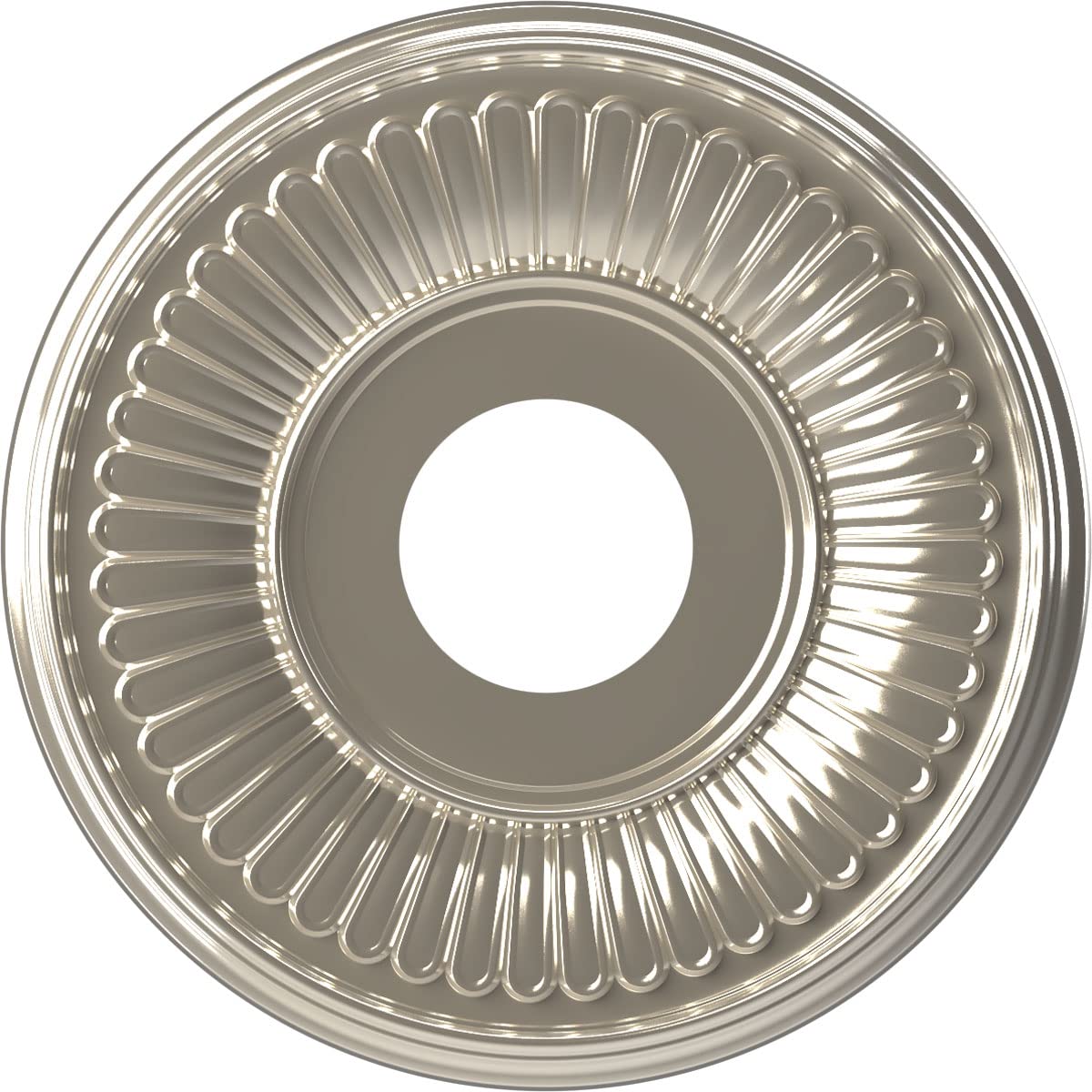 Ekena Millwork CMP13BEBCR Berkshire Thermoformed PVC Ceiling Medallion (Fits Canopies up to 5 3/4), 13OD x 3 1/2ID x 3/4P, Brigh
