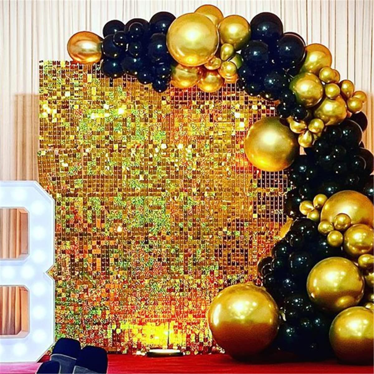 Shimmer Wall Backdrop Sequin Panels Gold Decoration Shimmer Panels(Pack Of 24) Photo Backdrops For Birthday Valentines Anniversa
