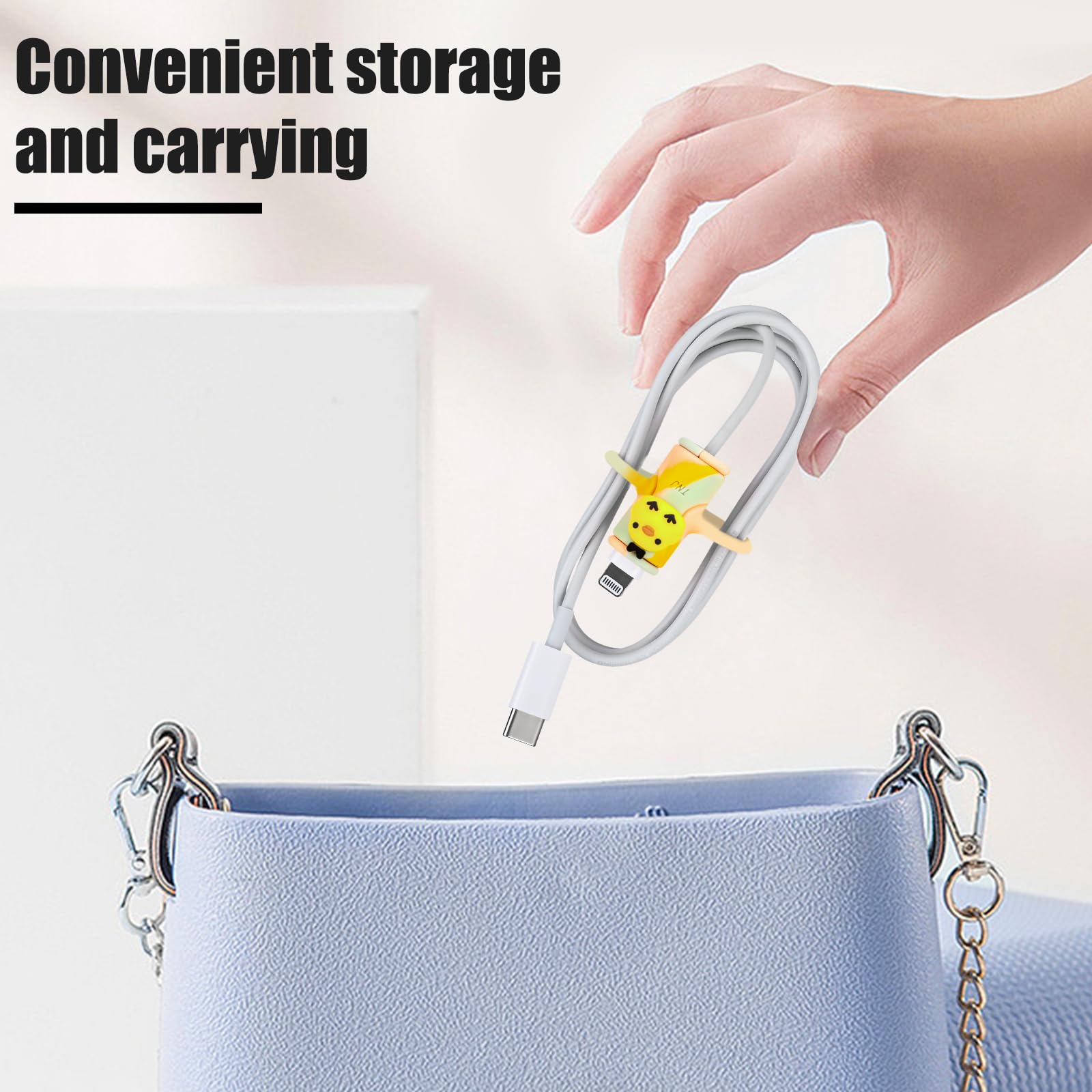 Cute 2 In 1 Data Cable Protector For Iphone Android Usb Cable, 2 Pcs 3D Kwaii Duck&Frog Design Cable Protector, Soft Silicone St