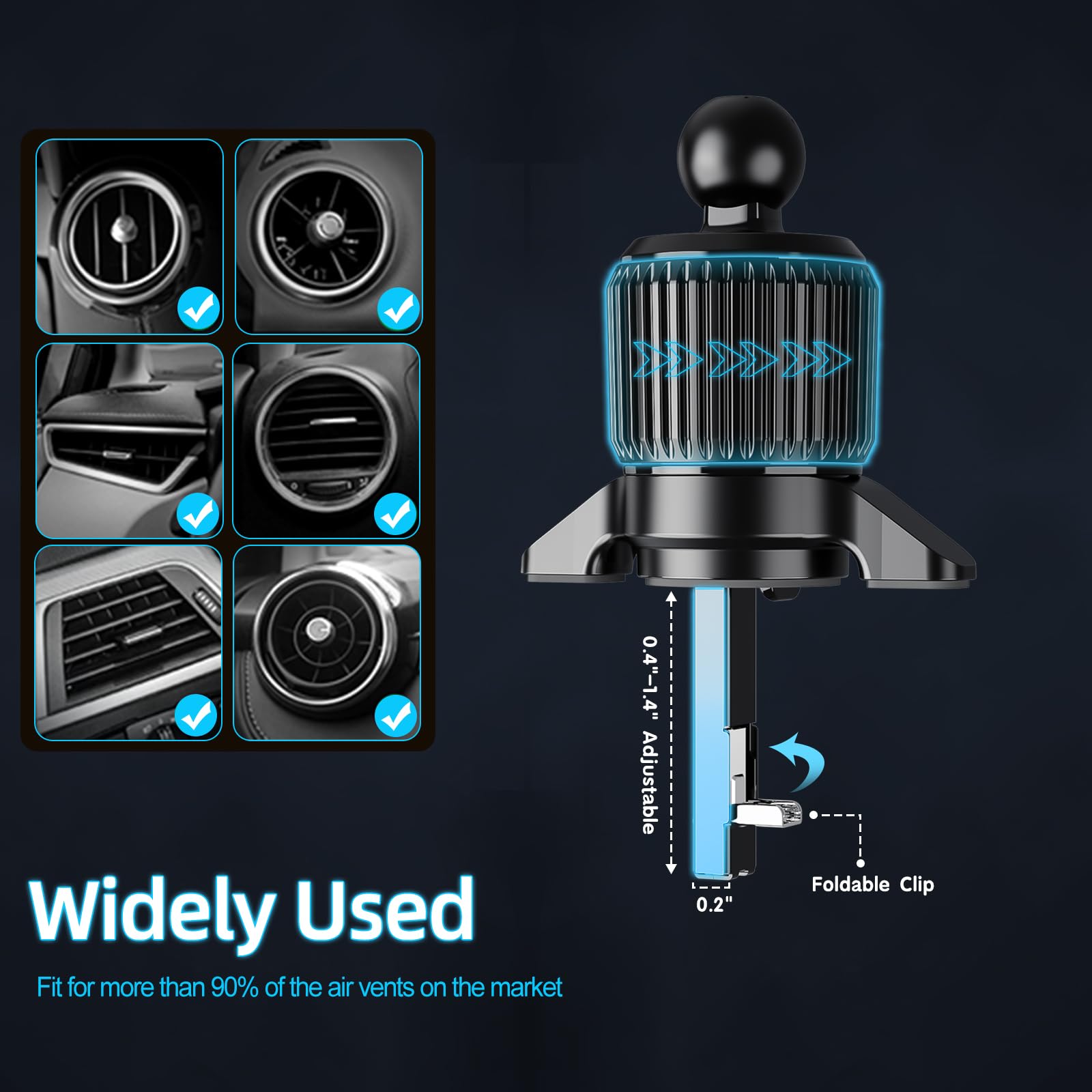 Xuenair Car Vent Clip, [Foldable Hook] Universal Car Phone Clip Holder, Aluminum Vent Clip Cell Phone Holder For Car, Phone Moun