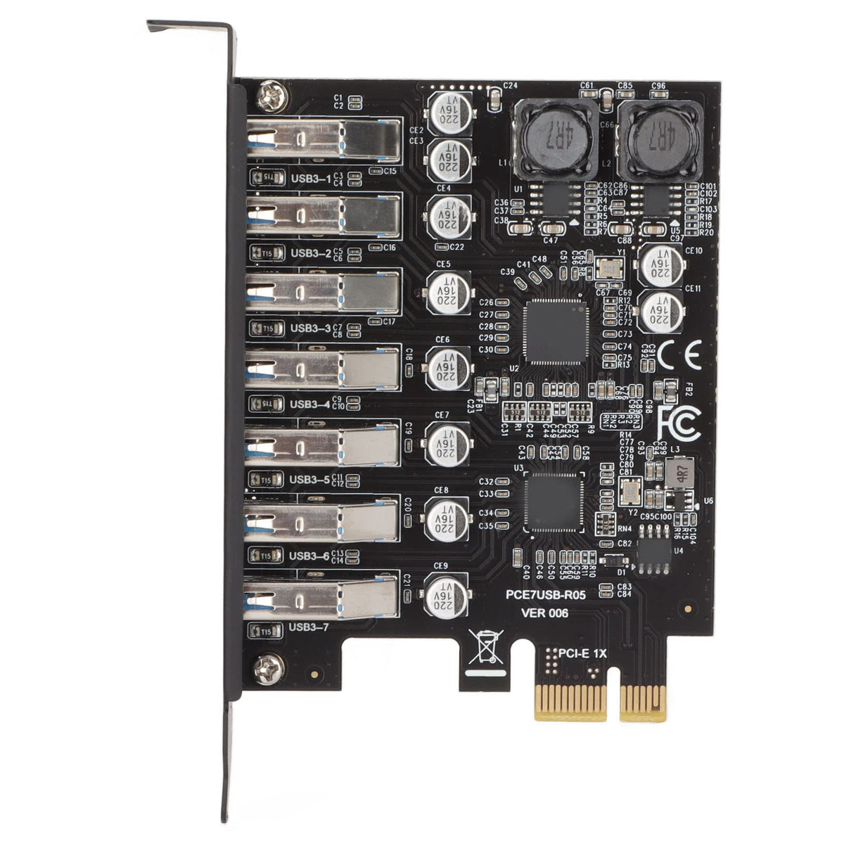 7 Ports Pcie To Usb3.2 Gen1 Expansion Card, Usb3.2 Gen1 Superspeed 5Gbps Front Expansion Card, Usb Pcie Expansion Card For Xp Wi