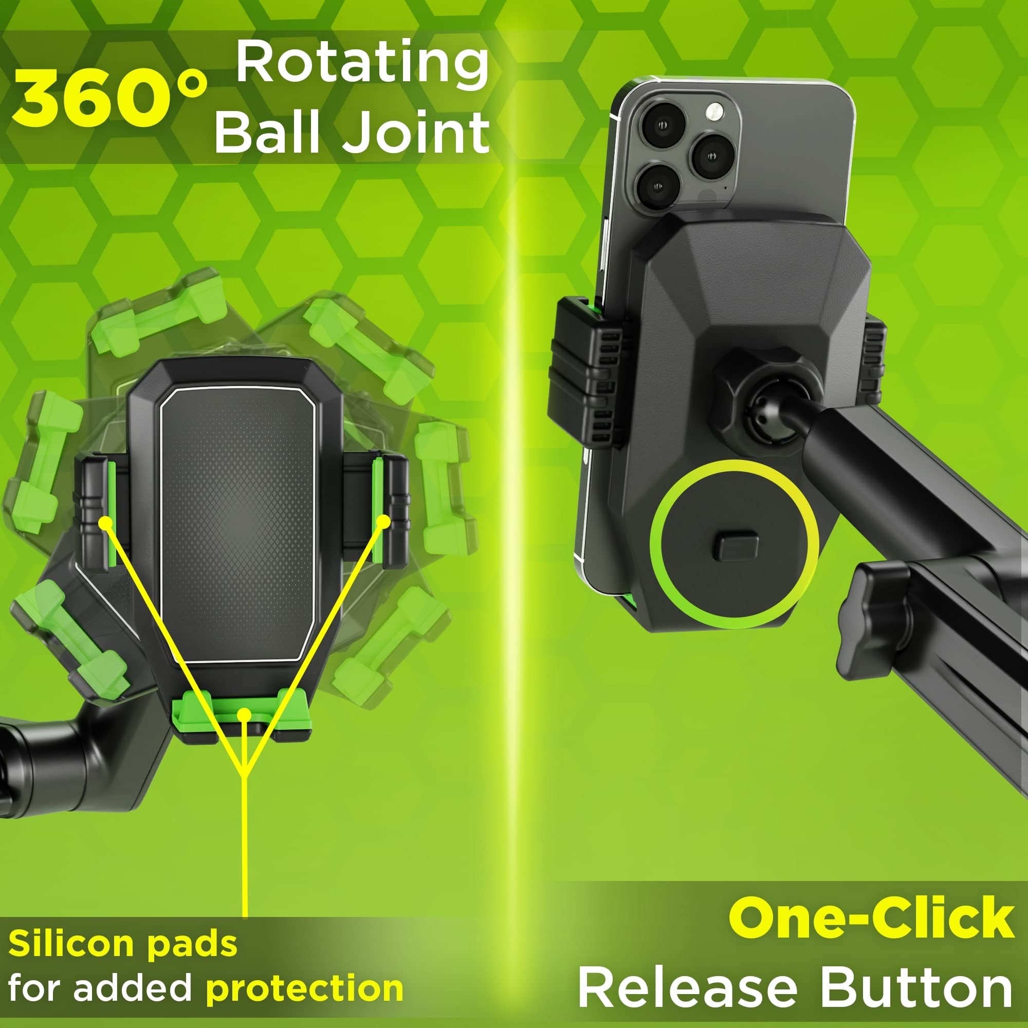 Truckules Truck Phone Holder Mount Heavy Duty Cell Phone Holder For Truck Dashboard Windshield 16.9 Inch Long Arm, Super Suction