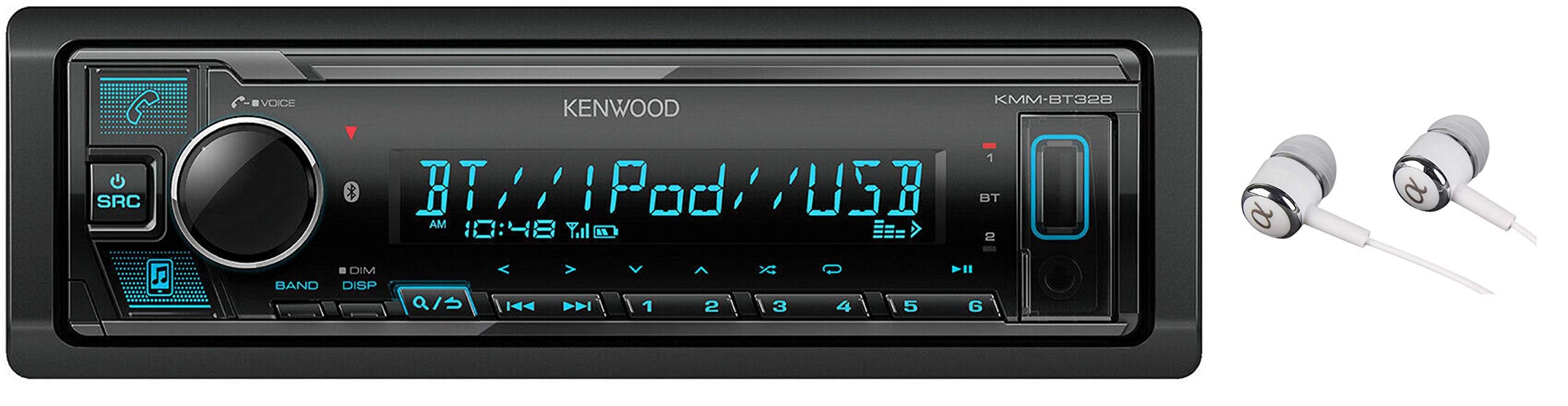 Kenwood Bluetooth Usb Mp3 Wma Am/Fm Digital Media Player Dual Phone Connection Pandora Car Stereo Receiver/Free Alphasonik Earbu
