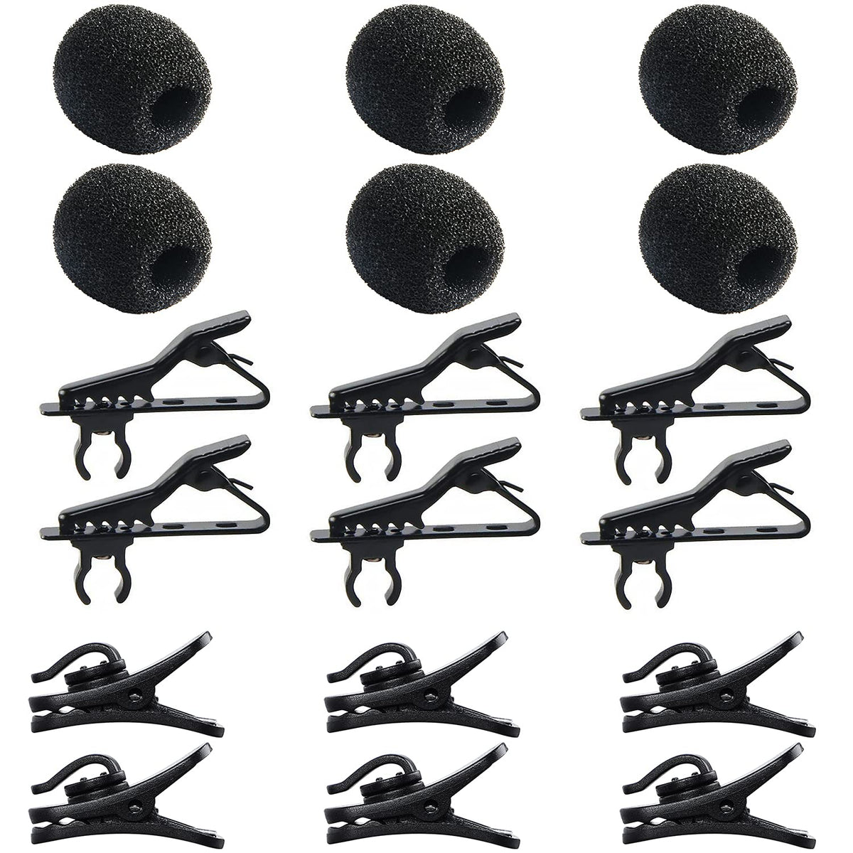 Augsun 18Pcs Lapel Microphone Clips Replacement Kit, 6Pcs Lavalier Mic ...