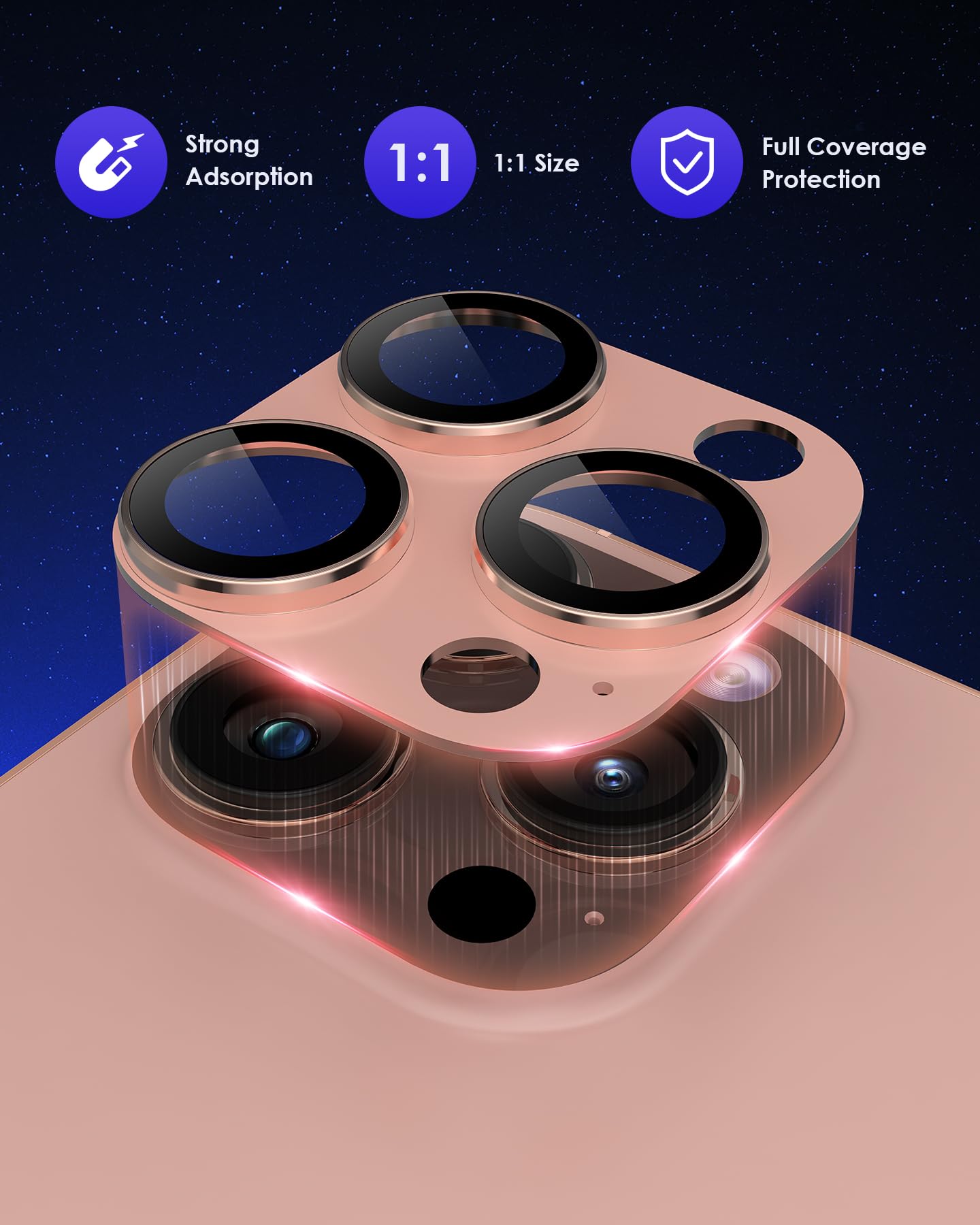 Kanosan For Iphone 16 Pro Max/Iphone 16 Pro/Iphone 14 Pro/Iphone 14 Pro Max Camera Lens Protector [Full Coverage Metal] 9H Tempe