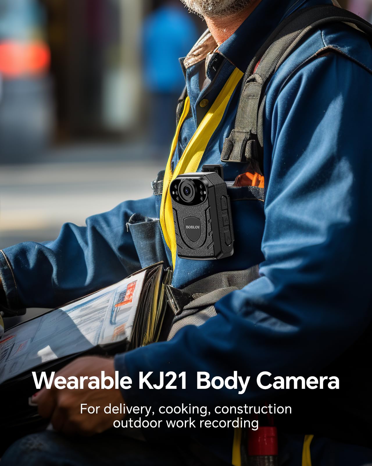 Boblov Kj21 Body Camera, 1296P Body Worn Camera, 8 10Hours Recording Outdoor Police Body Camera Support Memory Expand Max 128G,