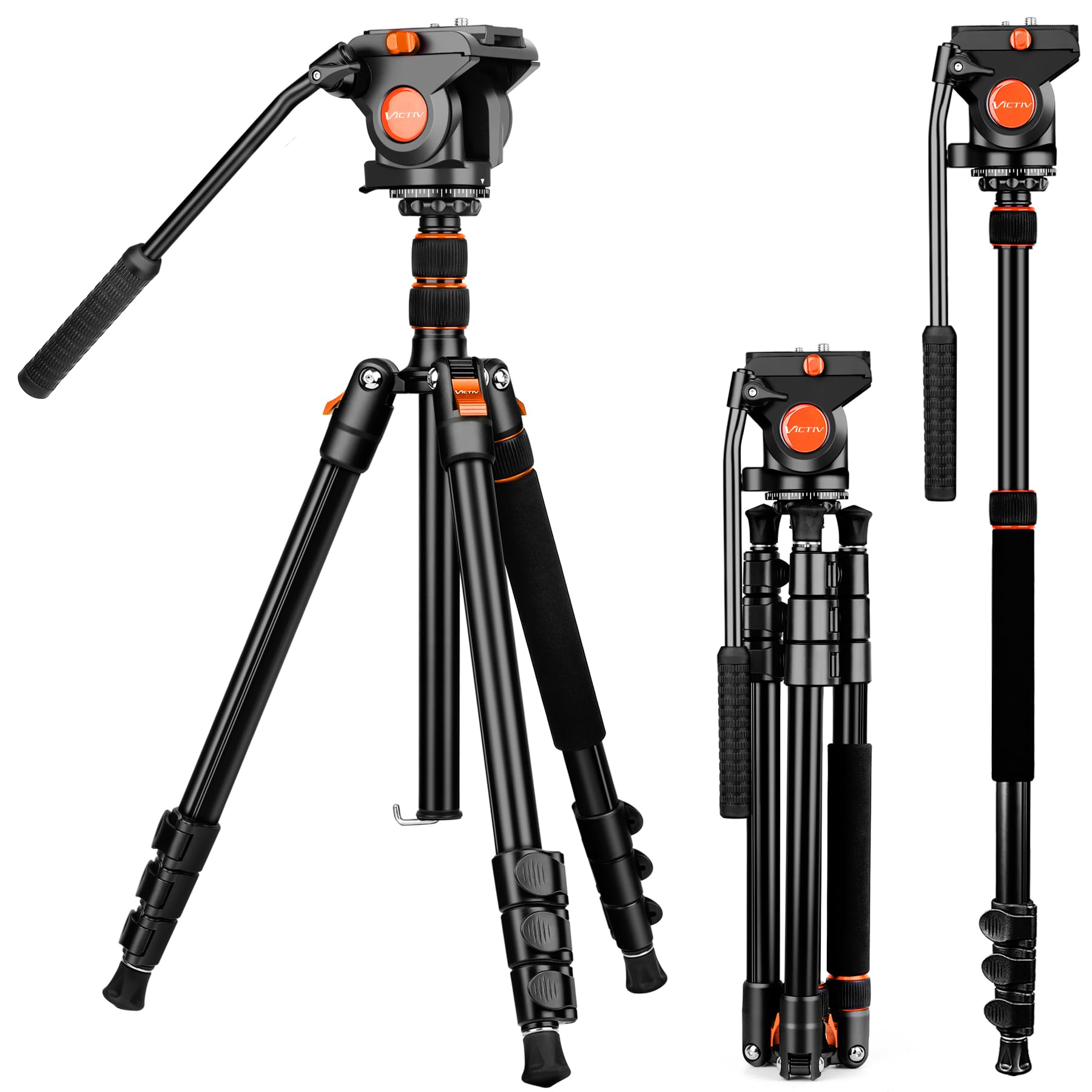 Tripod For Camera Fluid Head, Heavy Duty Camera Tripod Stand 72', Professional Video Tripod For Camera, Compatible With Canon Nikon Dslr Camcorders Binoculars Spotting Scope Telescope
