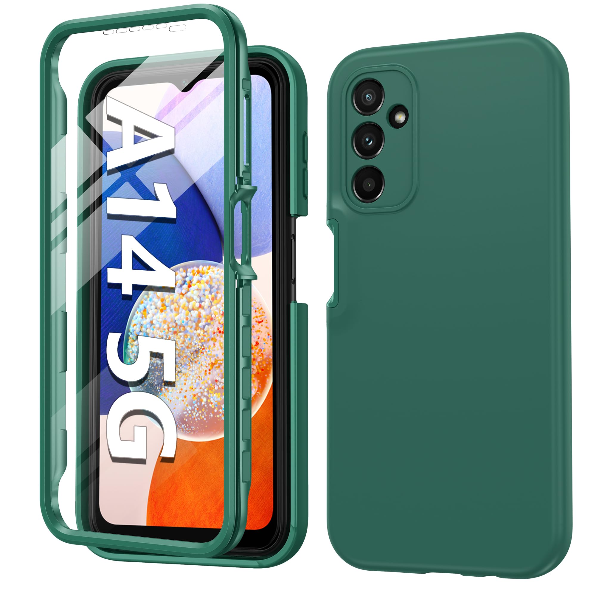 Fntcase For Samsung Galaxy A14 5G Case: Shockproof Silicone Protective Phone Case With Builtin Screen Protector  Slim Dual Lay