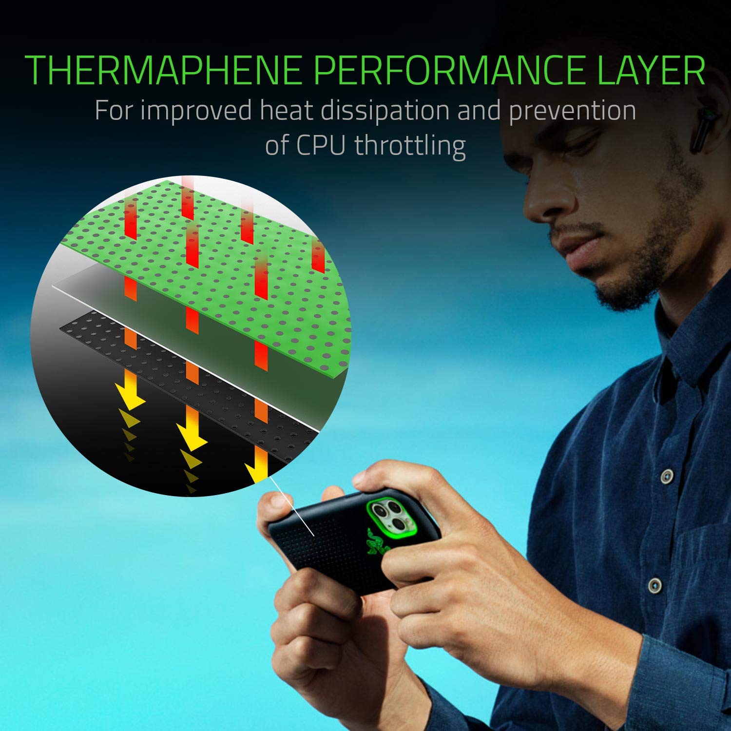 Razer Arctech Pro Ths Edition For Iphone 11 Pro Case: Thermaphene & Venting Performance Cooling - Wireless Charging Compatible -