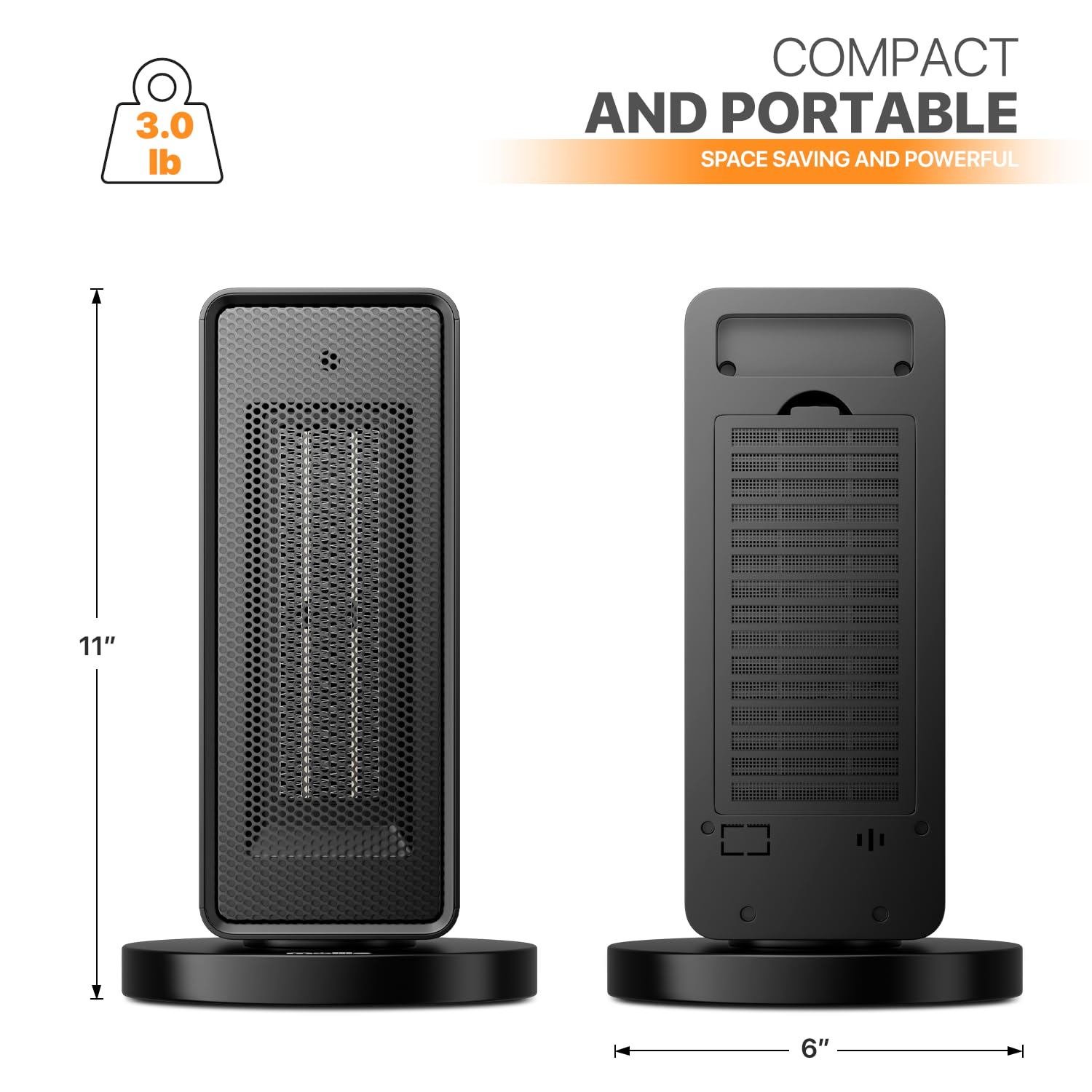 Magshion Indoor Space Heater, 90 Oscillating, Portable With Tip-Over And Overheat Protection, Quiet For Bedroom And Office