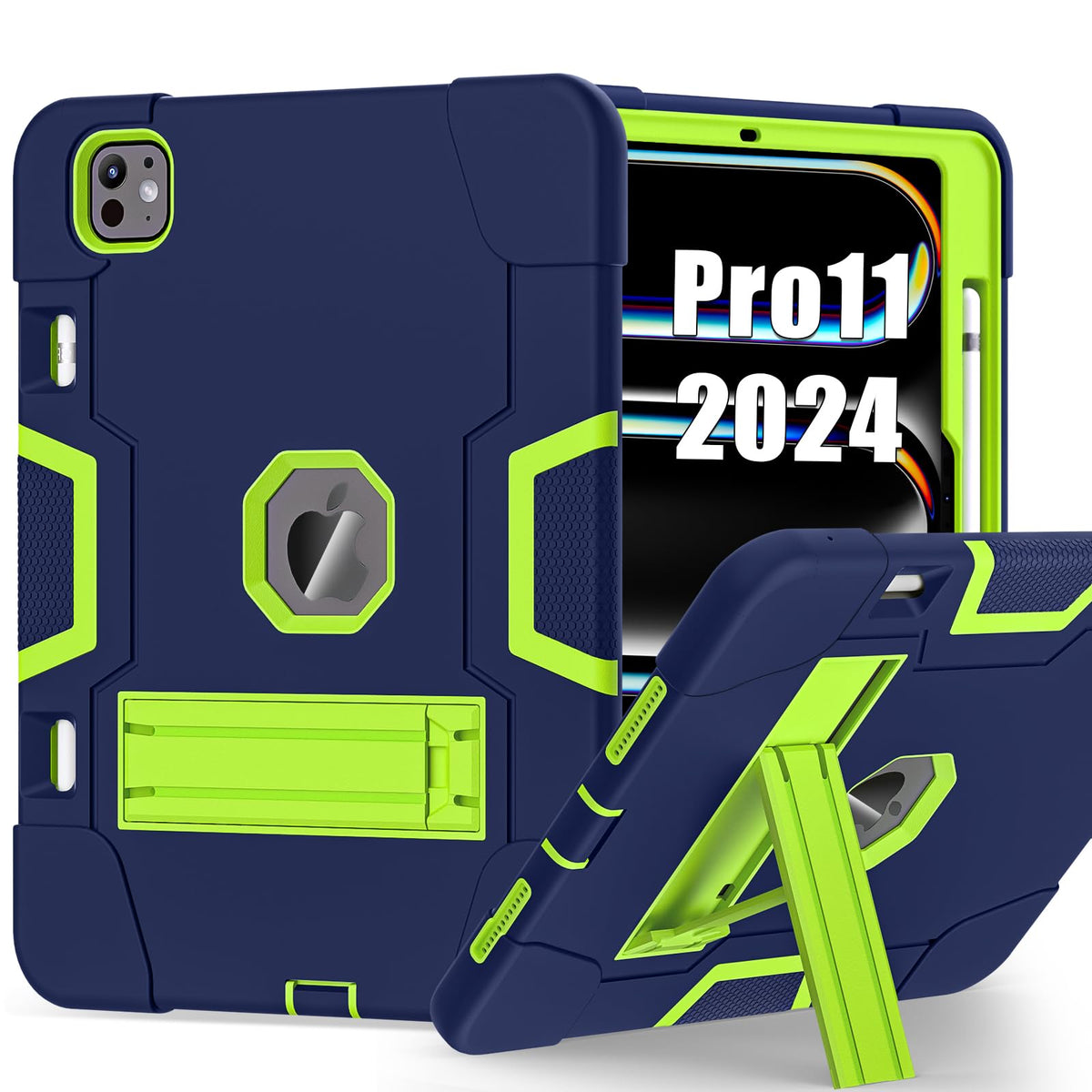 Tsqqst For Ipad Pro 11 Inch Case M4 5Th Gen 2024 For Kids With Pencil Holder, Full Body Protection Rugged Shockproof Case With S