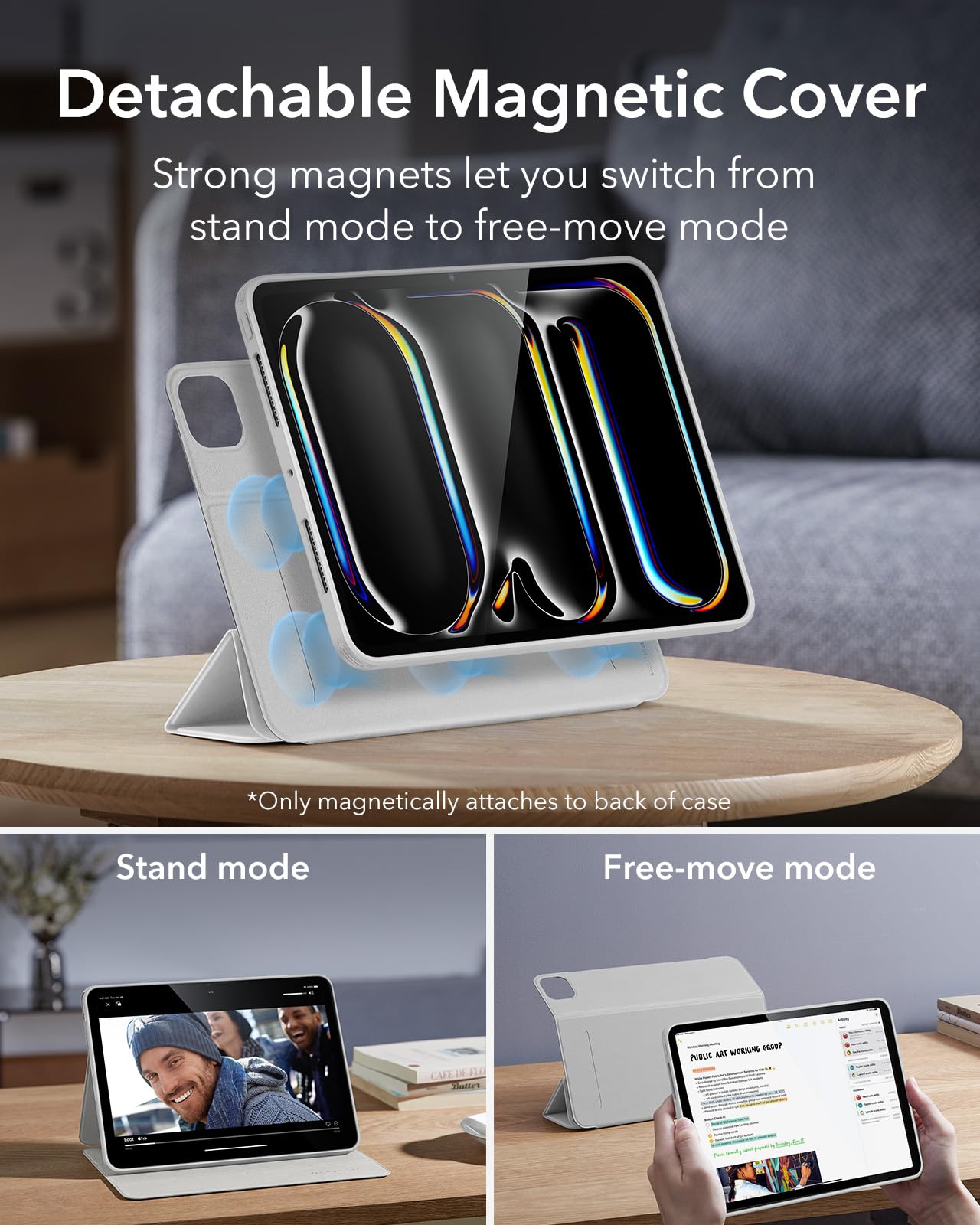 Esr For Ipad Pro 11 Inch Case 2024 5Th Gen (M4), Ipad Pro 11 Case With Pencil Holder, Removable Magnetic Cover, Vertical Stand,