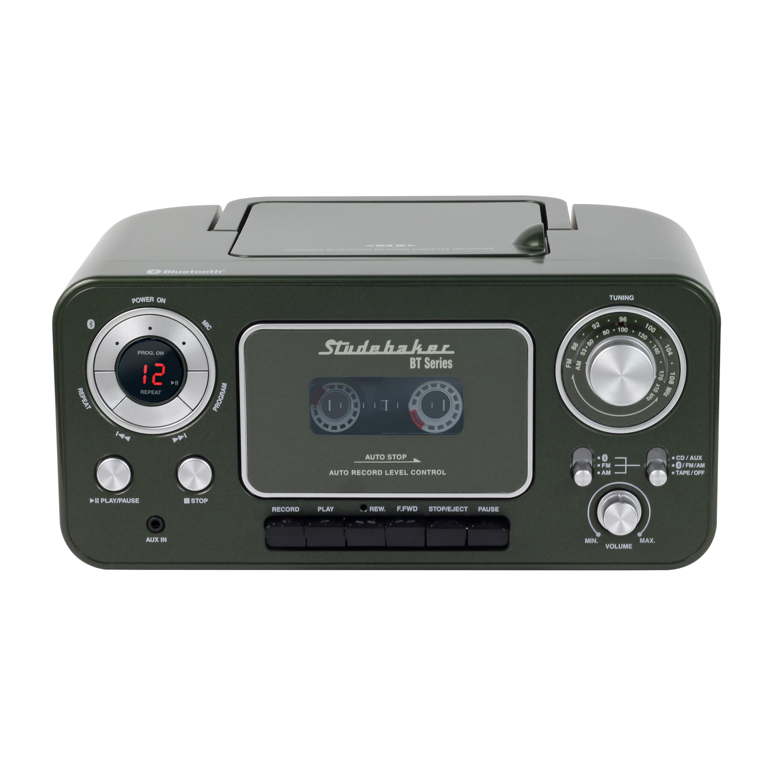 Portable Stereo Cd Player With Bluetooth, Am/Fm Stereo Radio And Cassette Player/Recorder (Cyprus Green)