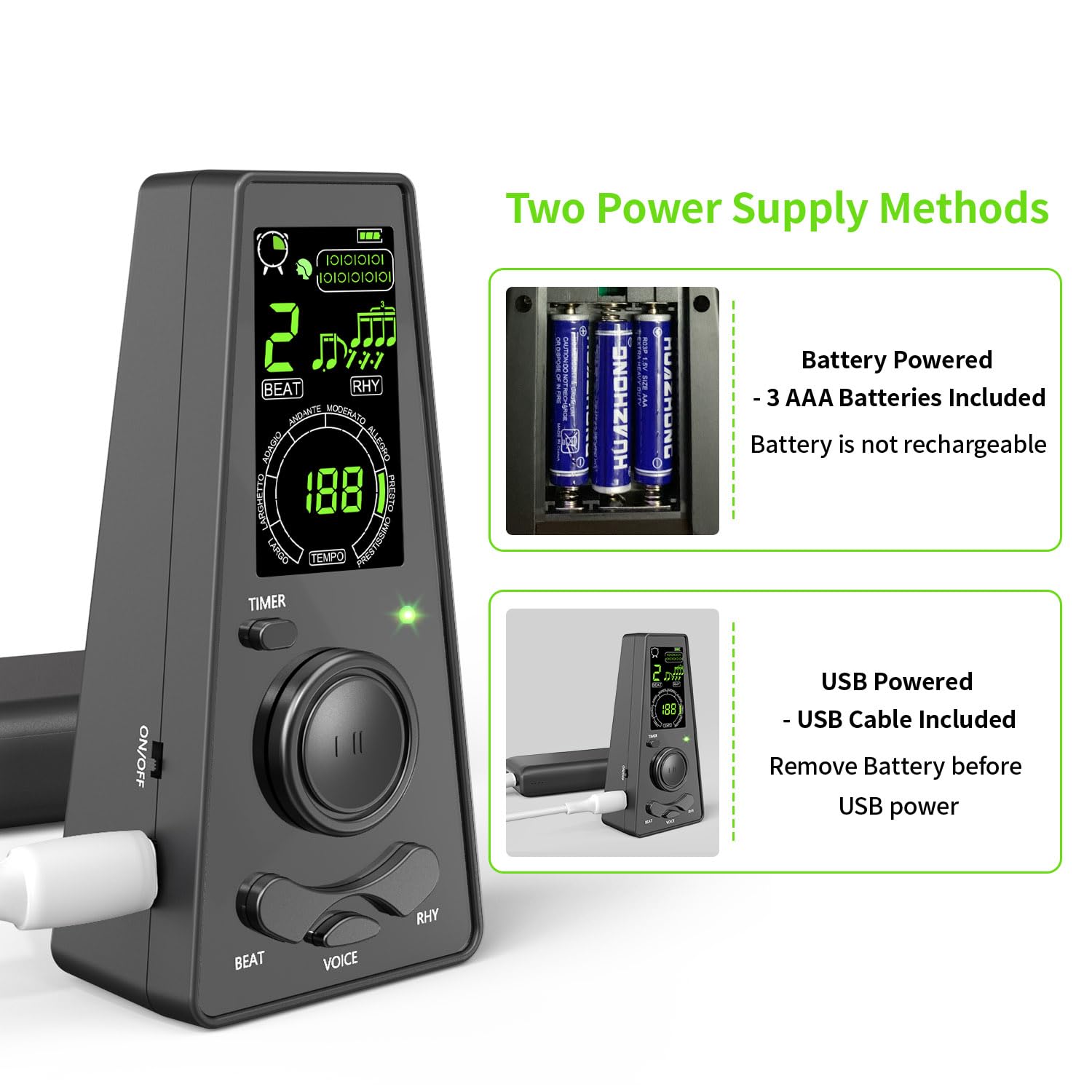 Electronic Digital Metronome For Musicians Piano Guitar Violin Instrument Volume & Beat Speed Adjustable Universal