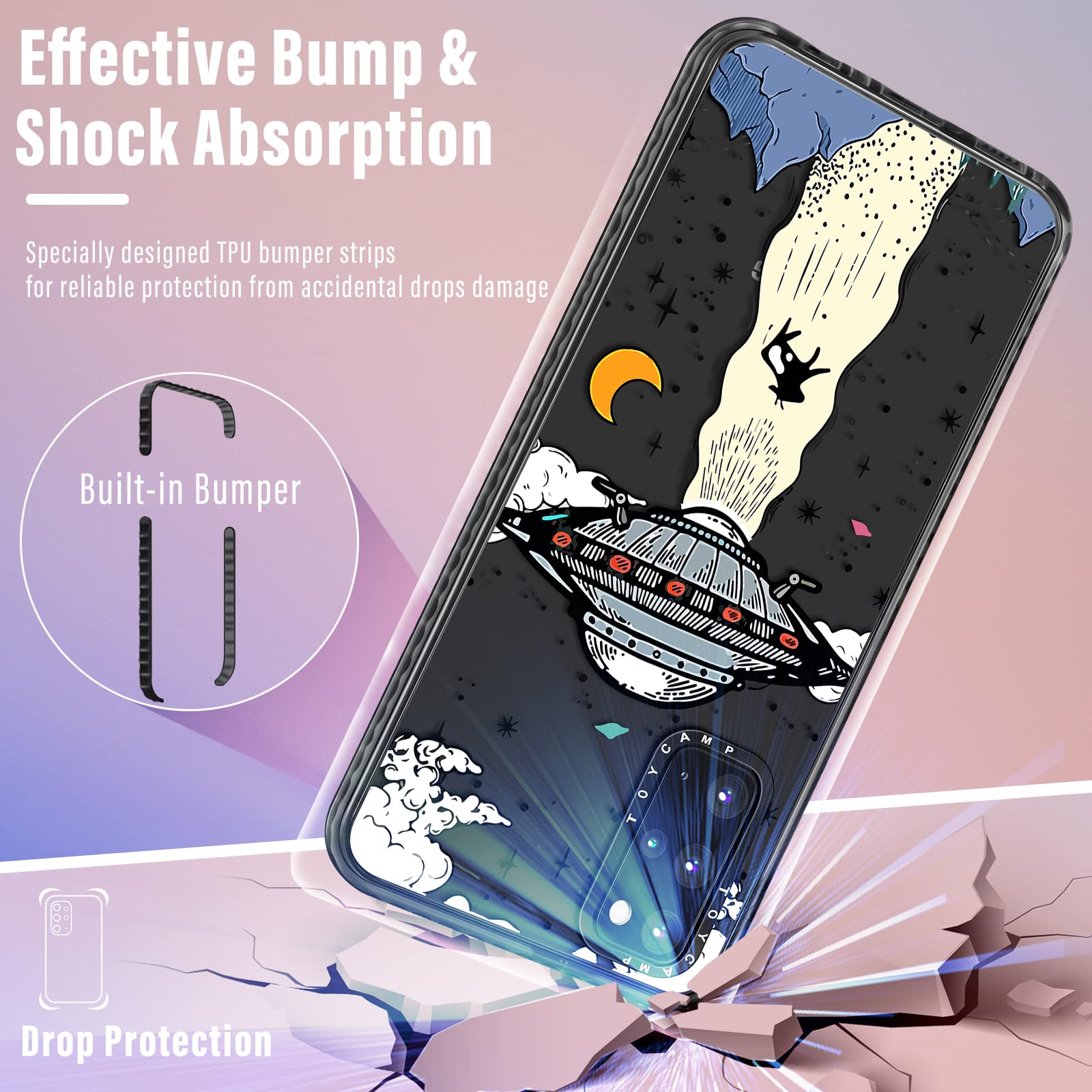 Toycamp For Samsung Galaxy S20 Plus Case, Ufo Cool Cartoon Design For Men Boys Girls Teens Cute Case, (6.7 Inch), Black