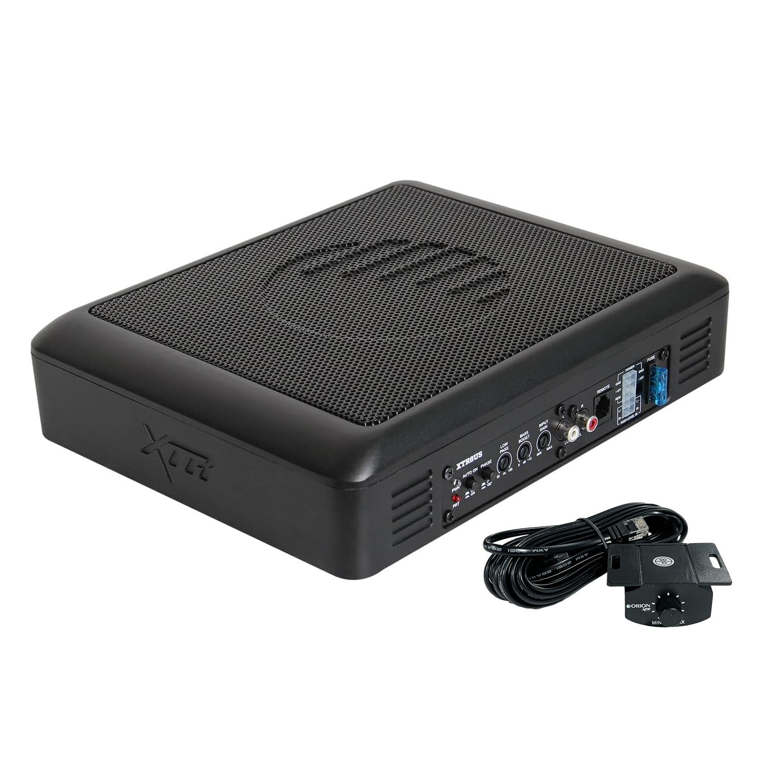 Orion XTR Series XTR8US Under Seat Powered Car Subwoofer Shallow Enclosure, 1000W Max Power, 250W RMS, 8    Slim Active Sub, Adj