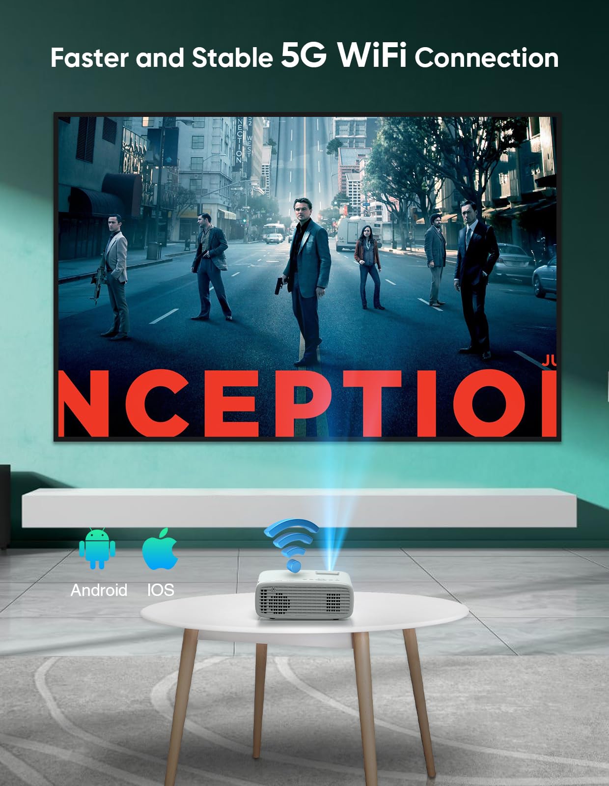 Tmy Native 1080P Projector With 5G Wifi And Bluetooth 5.1, 4K Supported Mini Projector, Portable Projector Compatible With Tv St