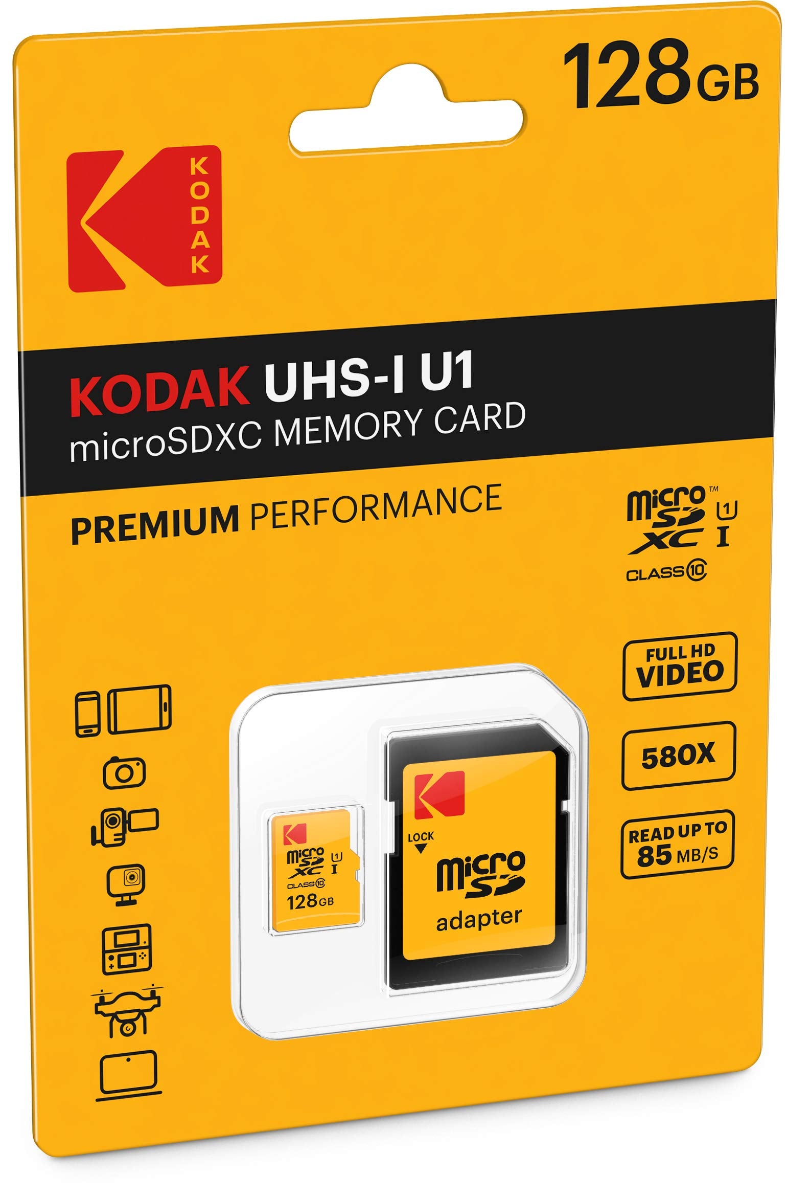 Kodak 128Gb Class 10 Uhs I U1 Microsdxc Card With Adapter 10X Write Speed