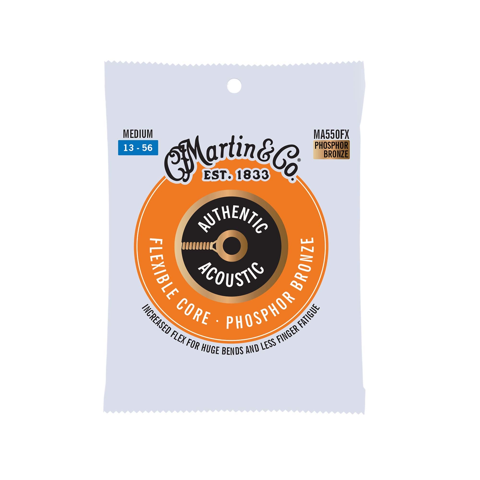 Martin Authentic Acoustic Guitar Strings, Flexible-Core MA550FX 92/8 Phosphor Bronze