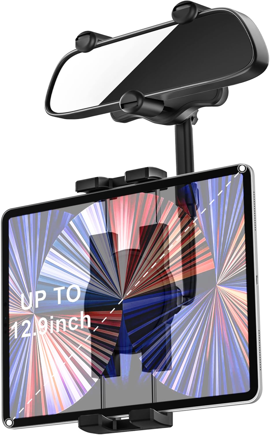 Woleyi Rearview Mirror Tablet Holder For Car, Rear View Mirror Car Tablet Mount, 360 Rotatable Adjustable Universal Tablet Clip 