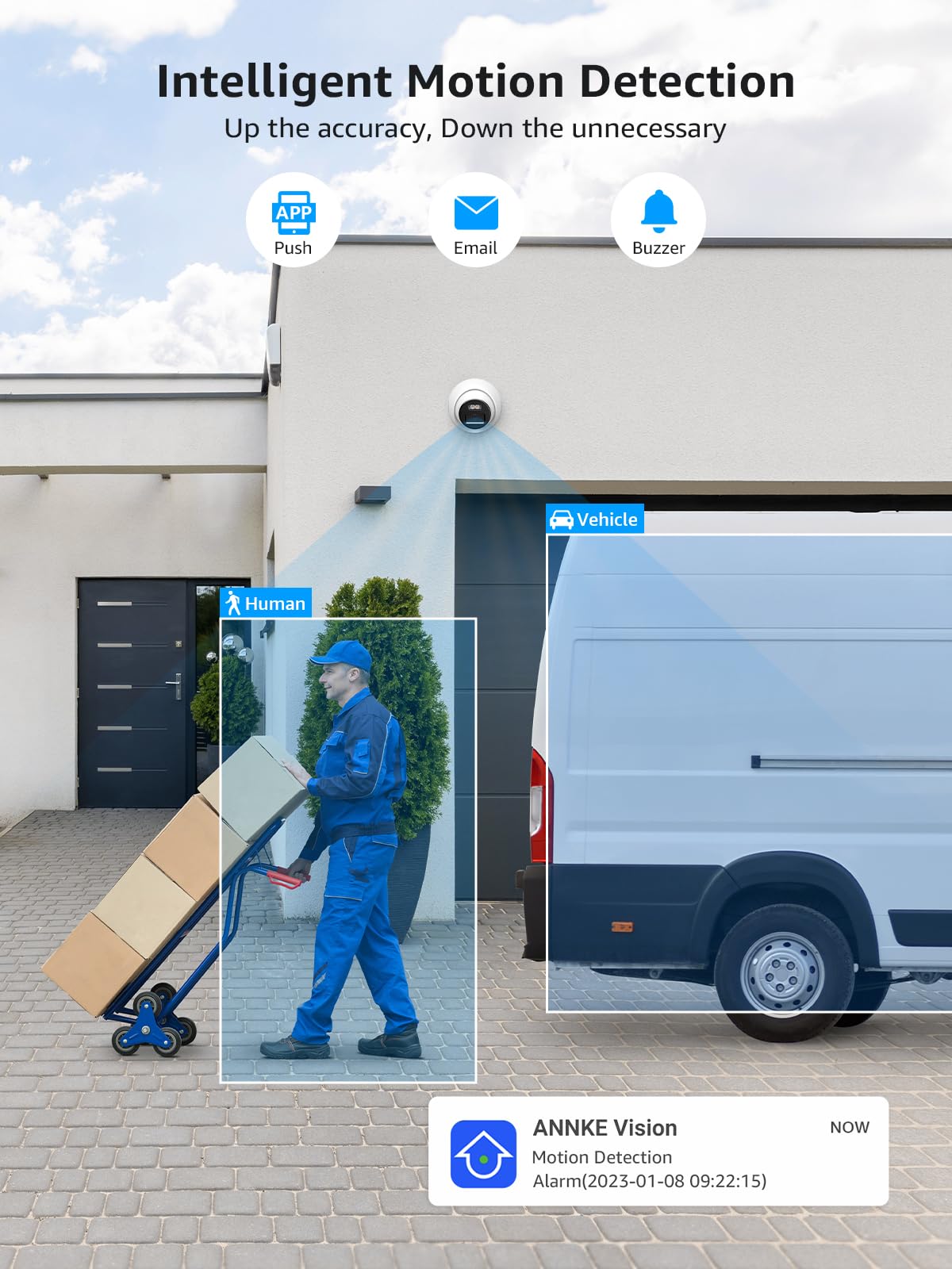 Annke C800 4Pcs Ultra Hd 4K Poe Security Cameras With Ai Human/Vehicle Detection, 8Mp Turret Ip Camera With Audio, 100 Ft Exir 2.0 Night Vision, H.265+, Ip67 Weatherproof, Support 512Gb Micro Sd