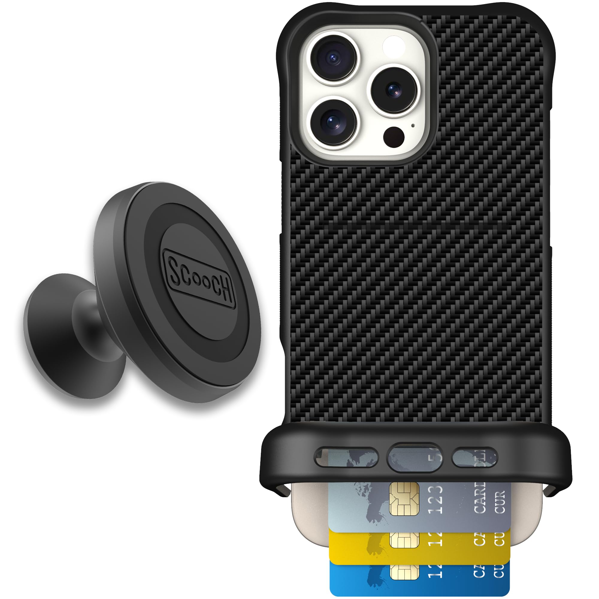 Scooch for iPhone 16 Pro Max Case with Card Holder, Wingmate Wallet Case with Hidden Card Slot and RFID Protection for 4 Cards, 
