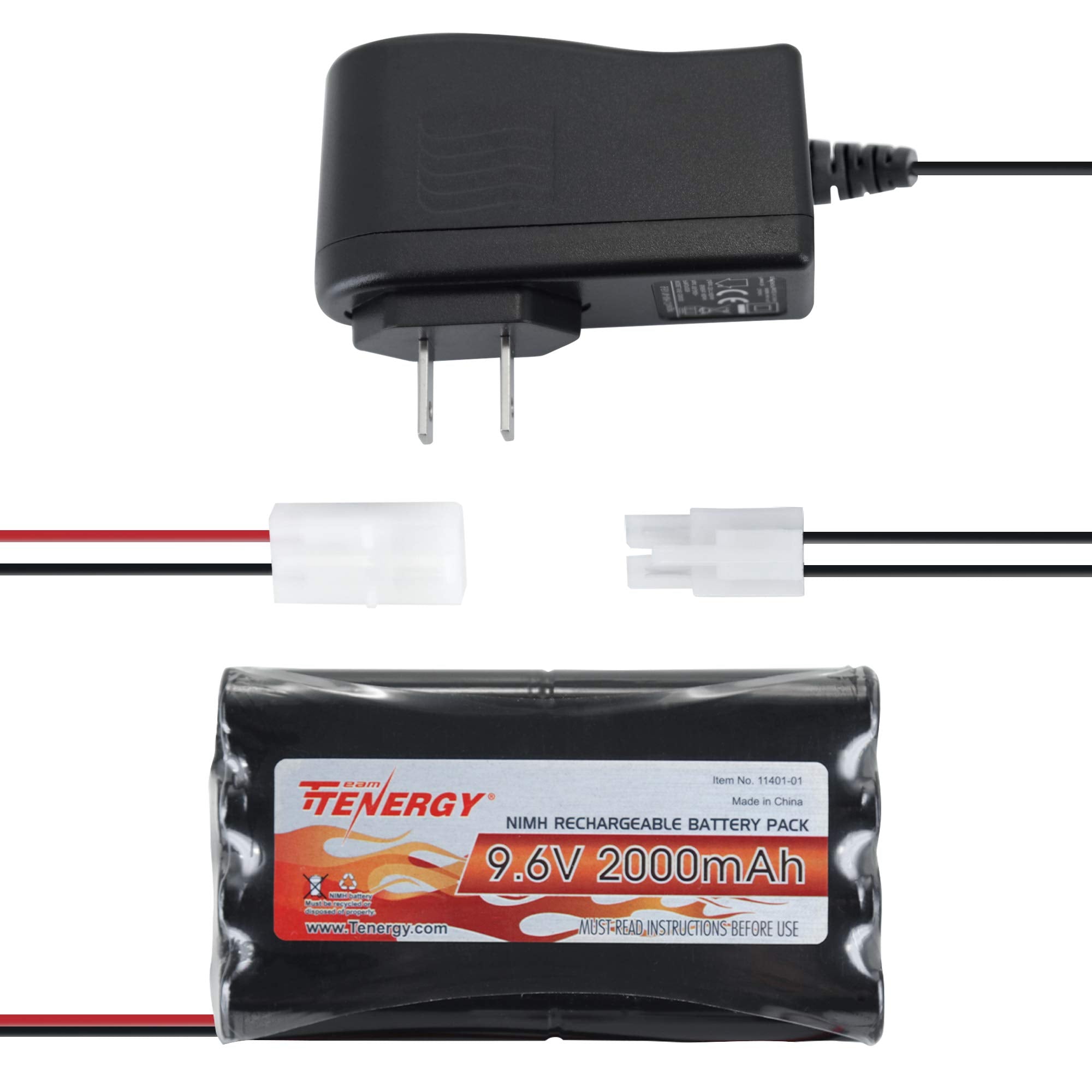 Tenergy Nimh Battery Pack 9.6V Rc Battery, High Capacity 2000Mah Rechargeable Flat Battery W/Standard Tamiya Connector + 9.6V Ni
