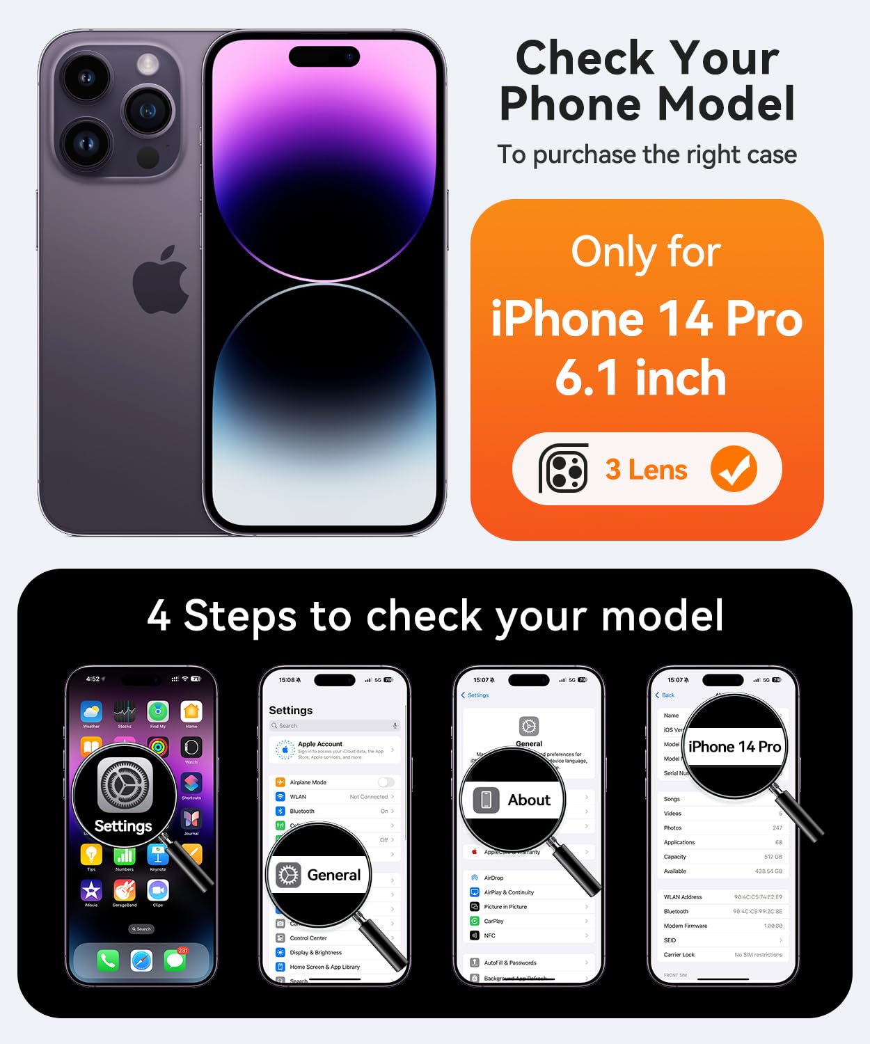 Canshn Magnetic Compatible With Iphone 14 Pro Case, Upgraded [Full Camera Protection] [Compatible With Magsafe] [Translucent Mat