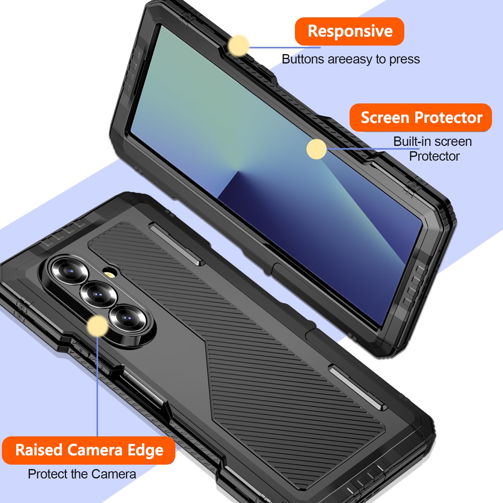 Ninki For Samsung Z Fold 7 Case With Slim S Pen Holder And Hinge Kickstand, Metal Silicone Full Body Screen Protector Shockproof