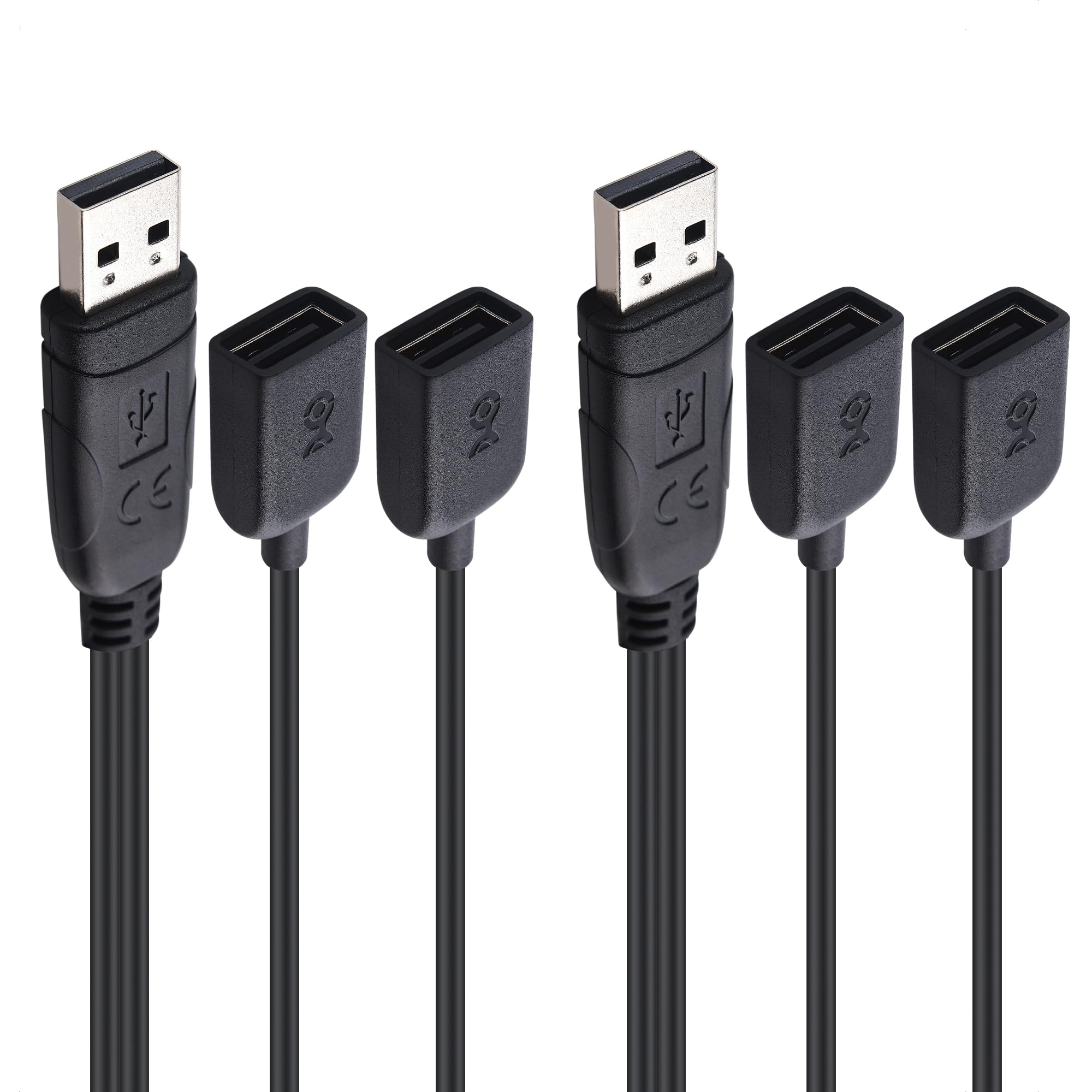 Cable Matters USB 2.0 A Male to Female USB Splitter 1 in 2 Out   1ft, USB Y Splitter Hub with 480Mbps Data Transfer, BC 1.2 Charging Support, USB Power Splitter