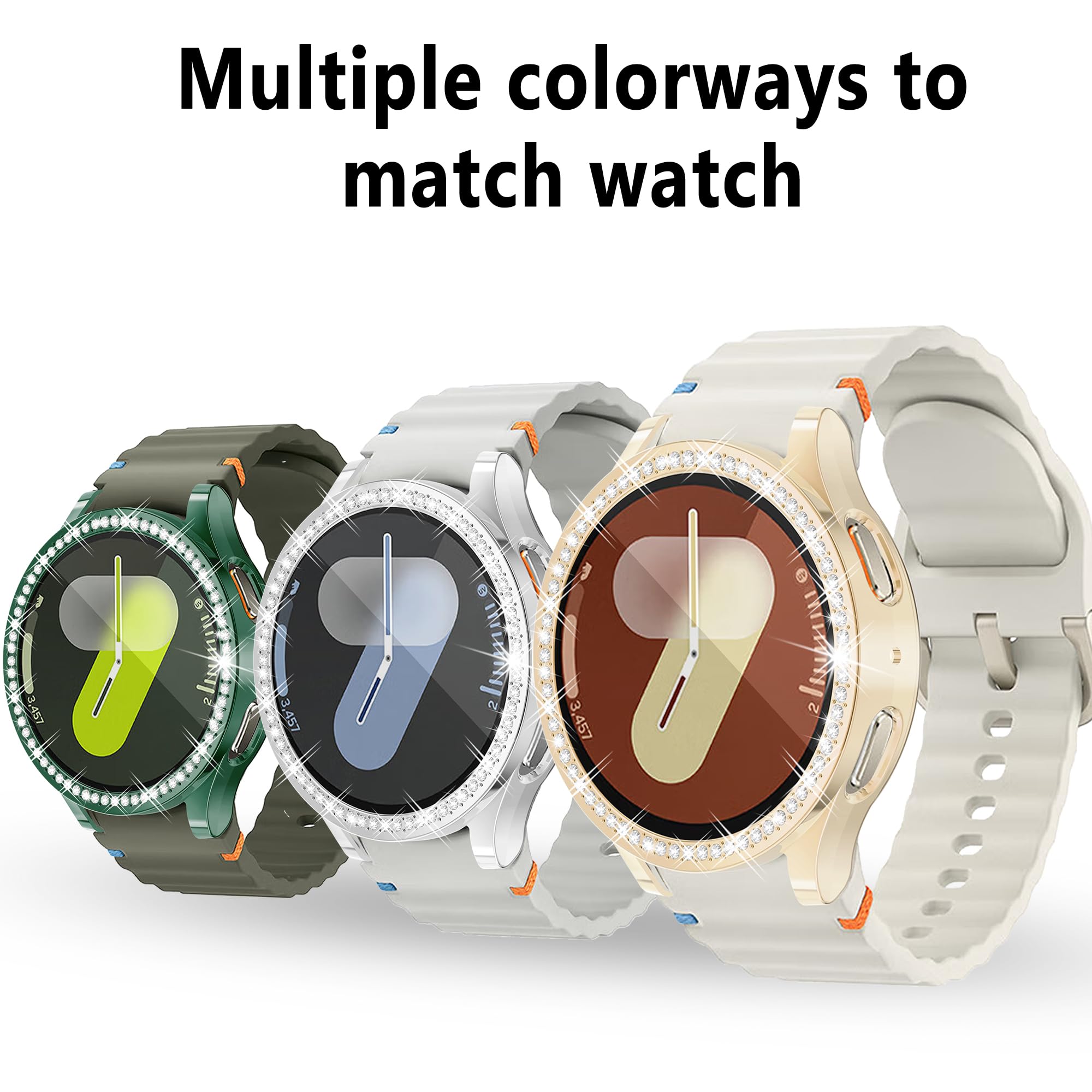 [6 Pack] Yuvike Bling Watch Screen Protector For Samsung Galaxy Watch7 44Mm, Glitter Case Tpu Soft Cover Full Protection With Sp