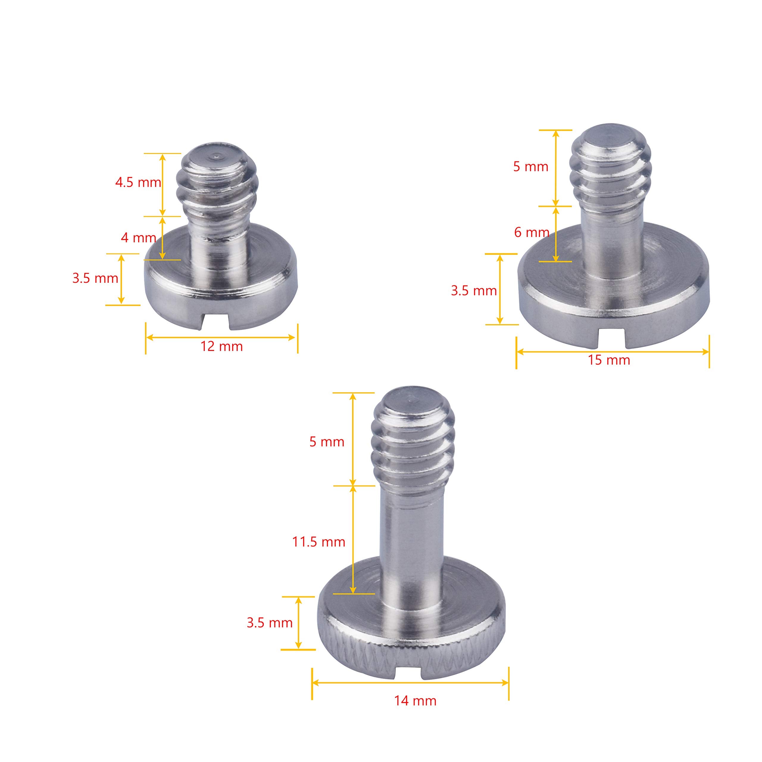 Xwell 1/4'' 20 Slotted Screw, For Quick Release (Qr) Plate Or Camera Tripod Monopod (15 Pcs)