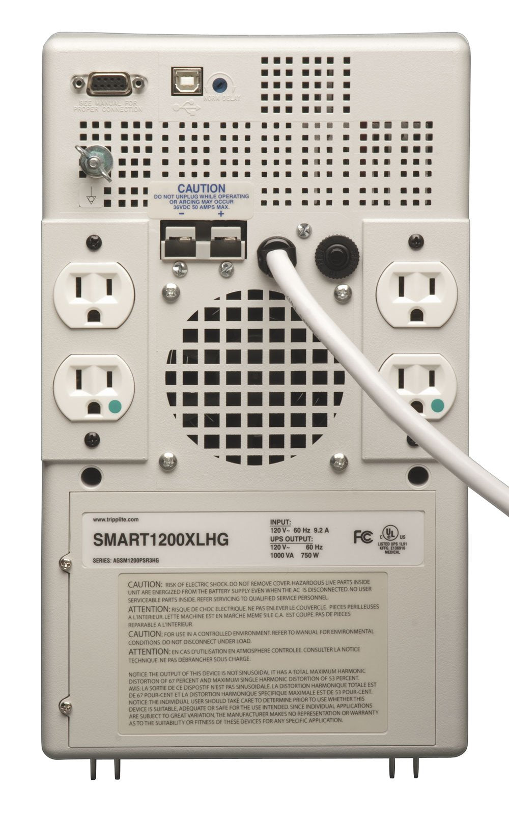 Tripp Lite Smart1200Xlhg 1000Va 750W Ups Smart Tower Hospital Medical Avr 120V Usb Db9, 4 Outlets