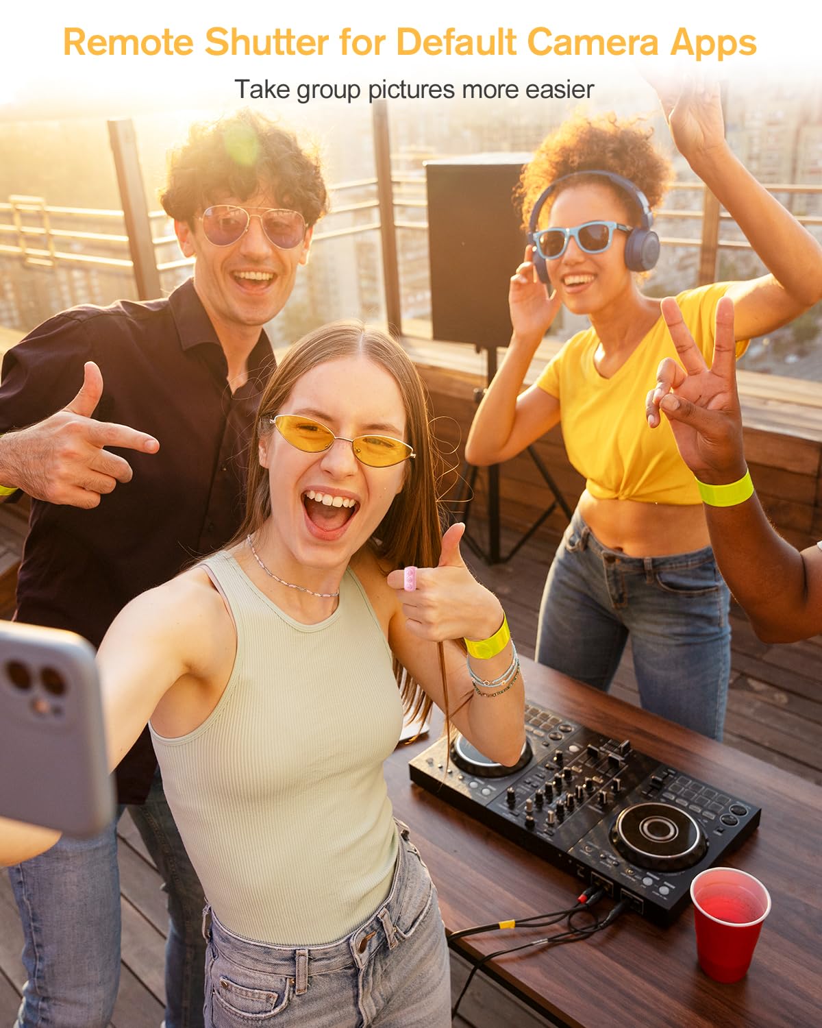 Adzerd Remote Control For Tiktok, Page Turner For Iphone/Ipad, Bluetooth Camera Video Recording Remote, Scrolling Ring For Tik Tok, Compatible With Ios/Android Phones & Tablets   Pink