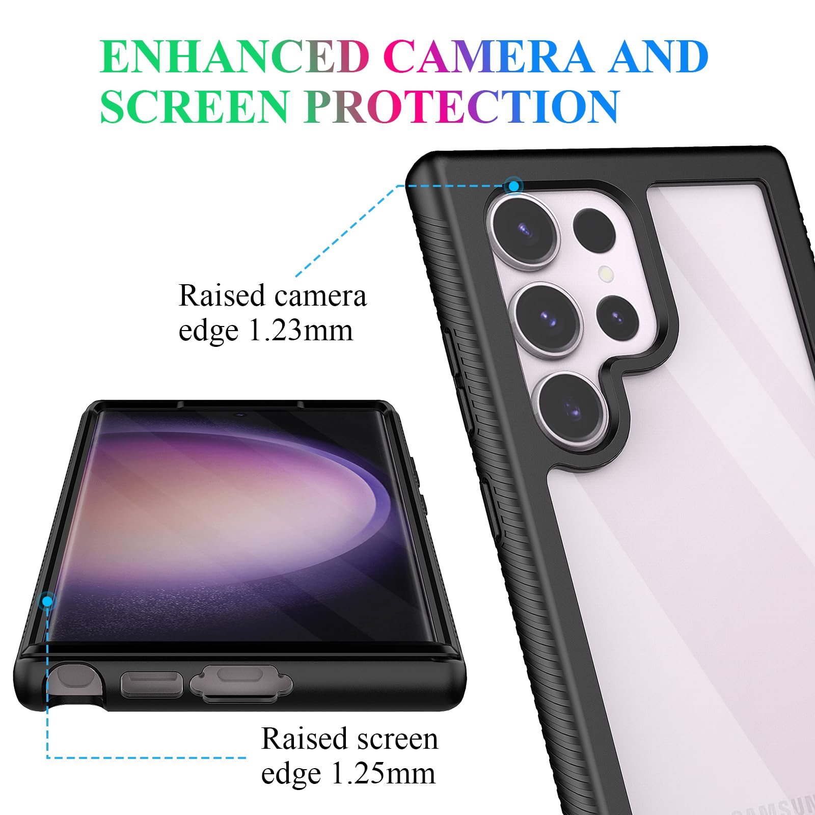 Wahhle Compatible With Samsung Galaxy S23 Ultra Case, Built In Screen Protector Full Body Shockproof Slim Fit Bumper Protective