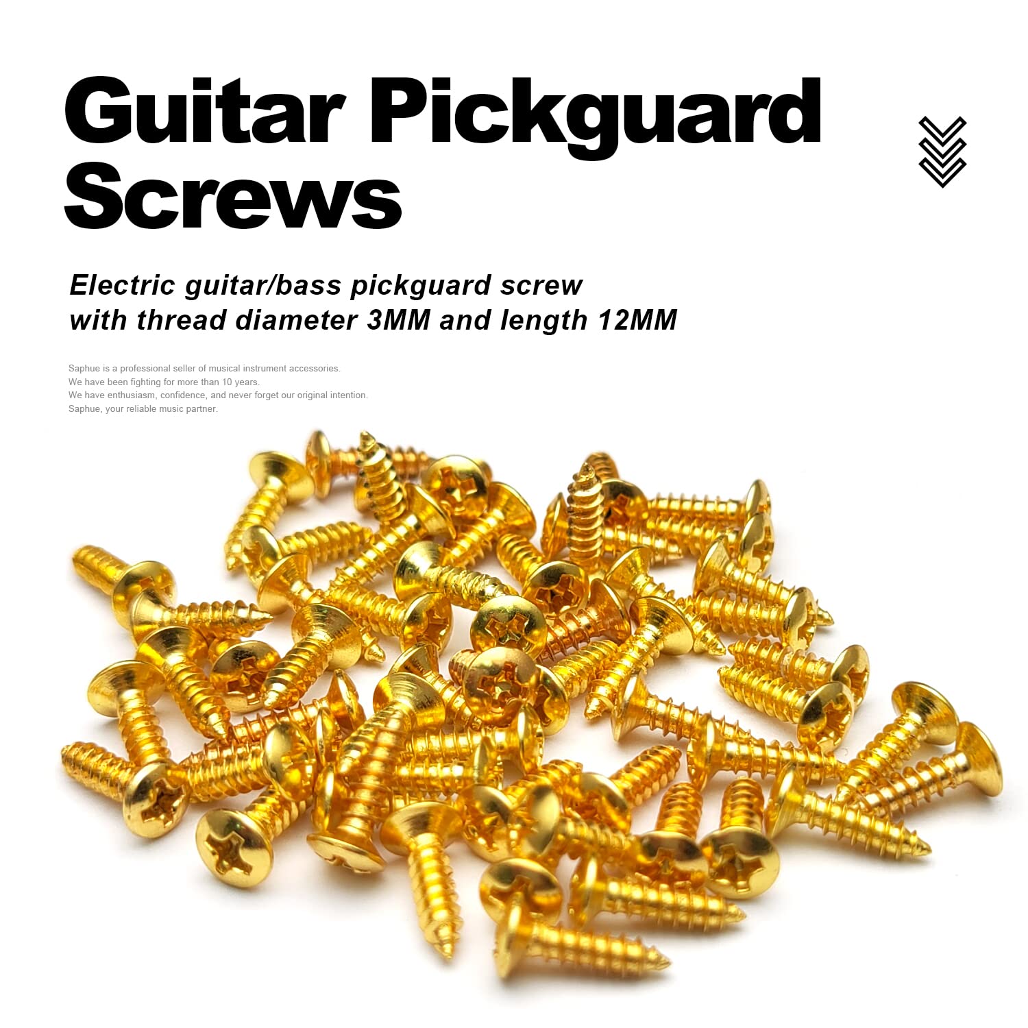 Maxcheer 100Pack Guitar & Bass Pickguard Screws For Strat & Tele (Gold 100 Pack)