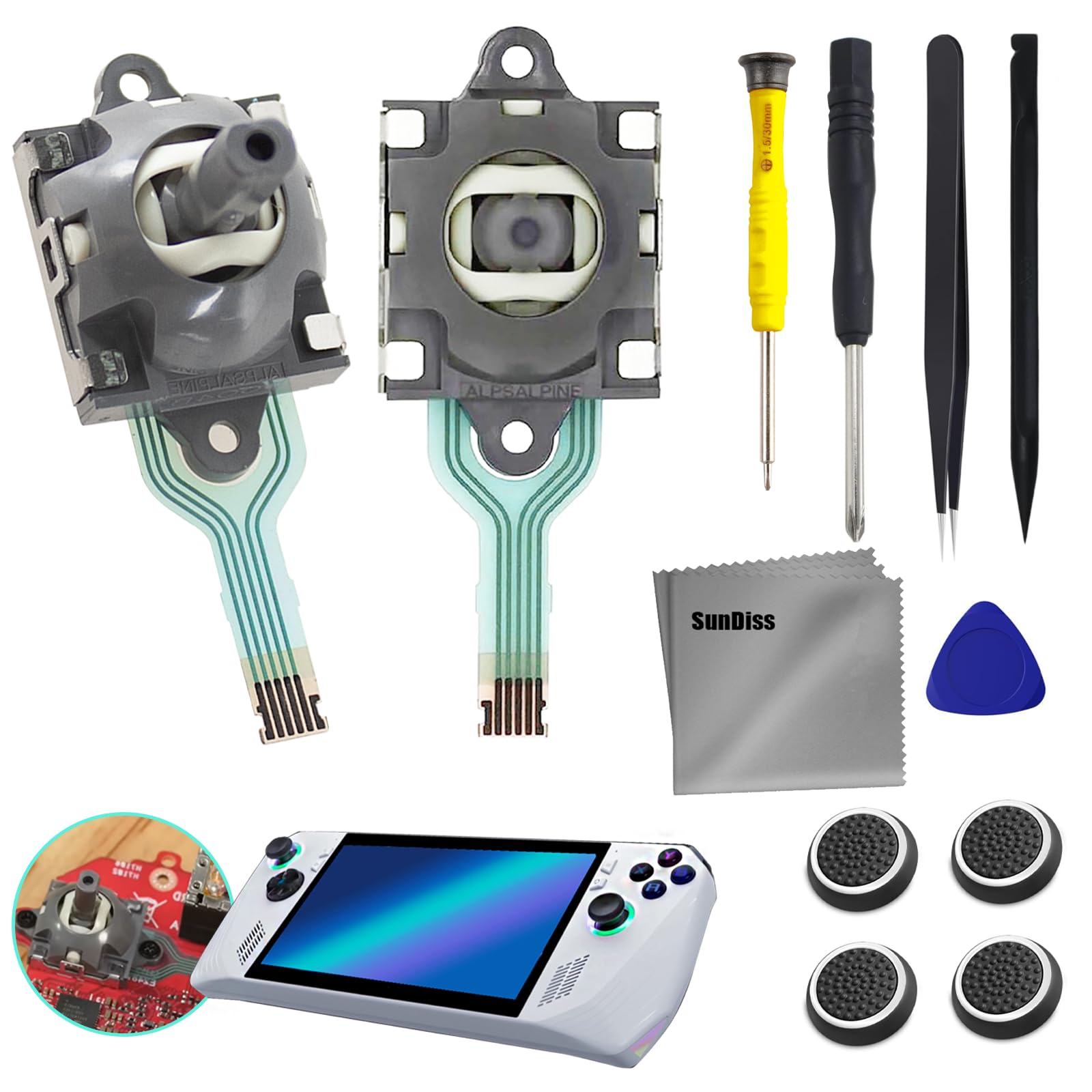 Sundiss 2 Pcs For Asus Rog Ally Joystick Replacement Compatible With Rog Ally Rc71L And Gpd Win 3 Windows 10, Handheld Laptop, T